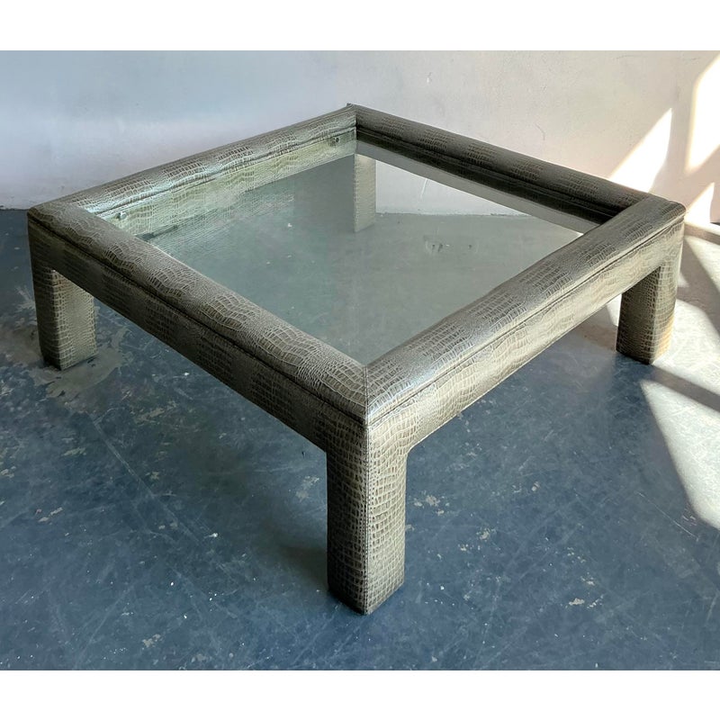 Vintage Boho Stamped Croco Coffee Table - Side view