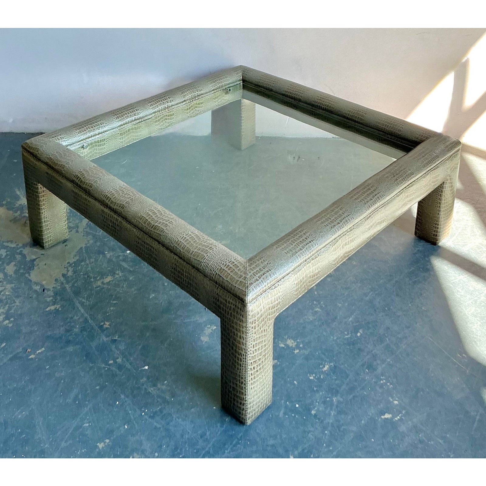 Vintage Boho Stamped Croco Coffee Table - Detail view