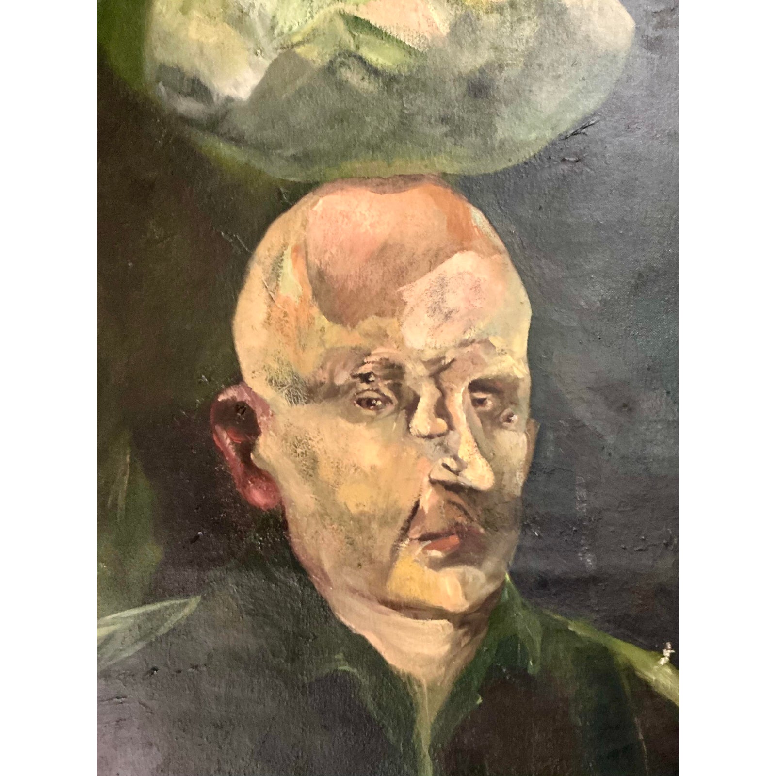 Vintage Boho Original Abstract Figural Portrait on Canvas - Side view