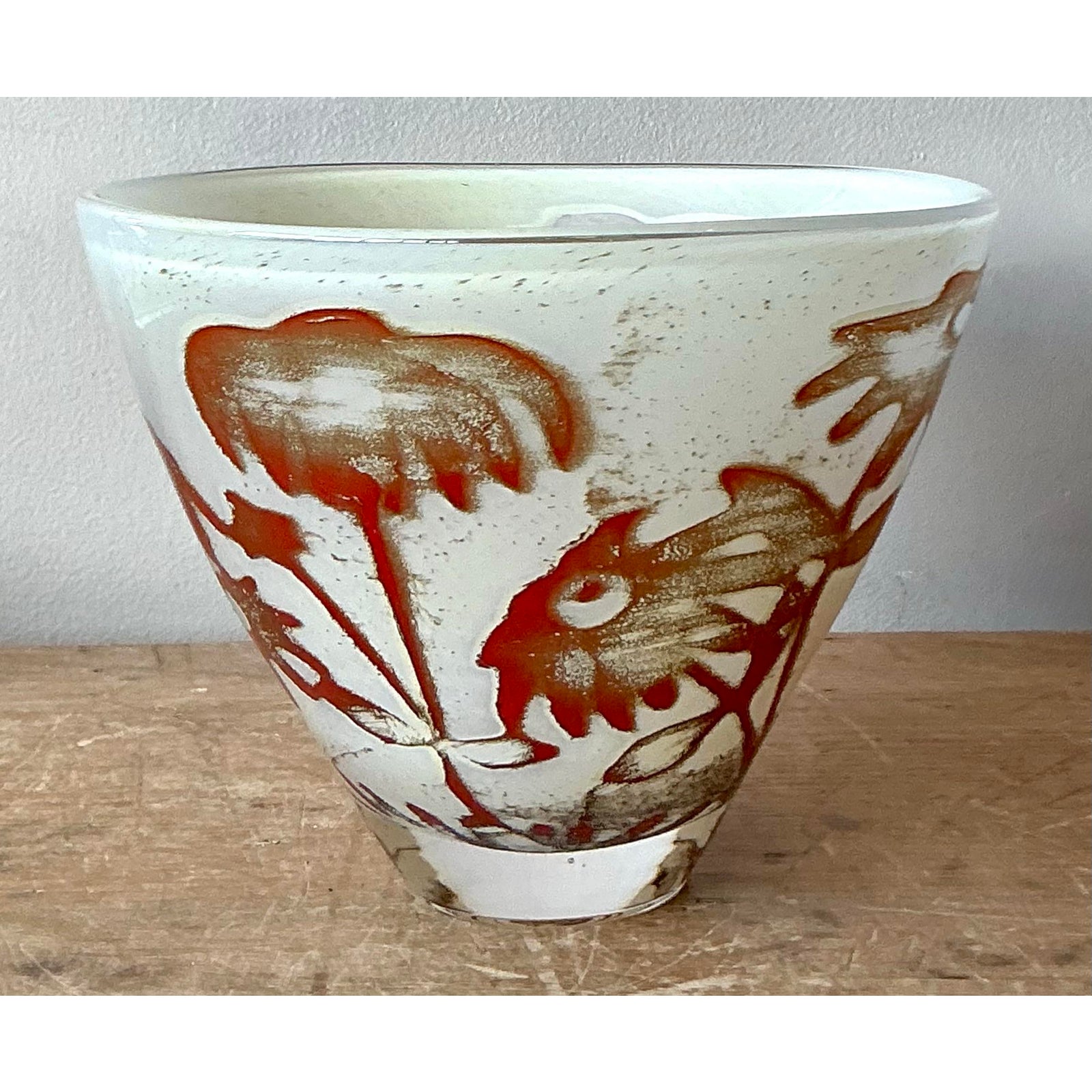 Vintage Boho Kosta Boda Floating Flowers Bowl - Detail view