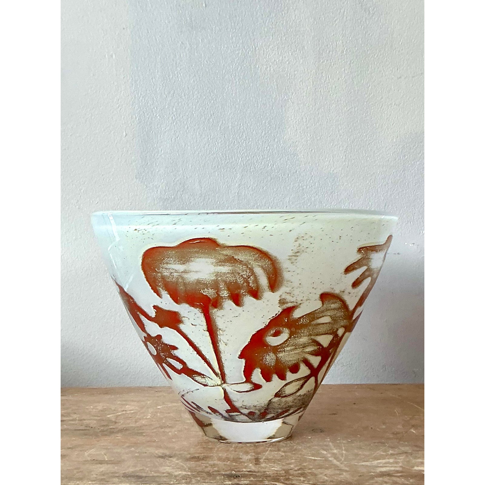 Vintage Boho Kosta Boda Floating Flowers Bowl - Back view