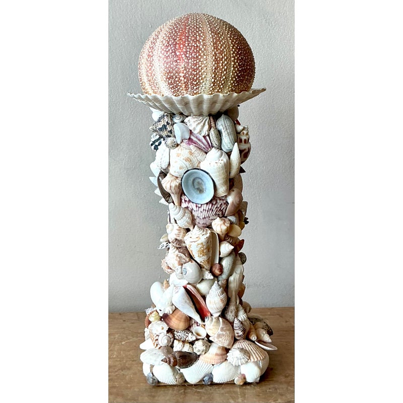 Vintage Boho Shell Encrusted Totem - Back view