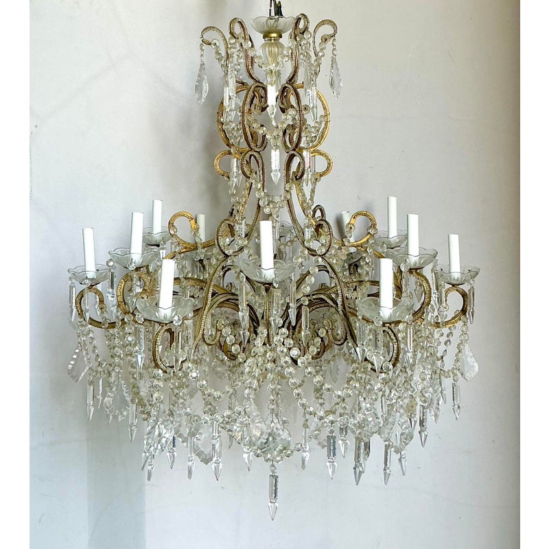 Vintage Regency Crystal Swag Chandelier - Detail view