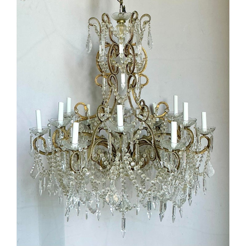 Vintage Regency Crystal Swag Chandelier - Back view