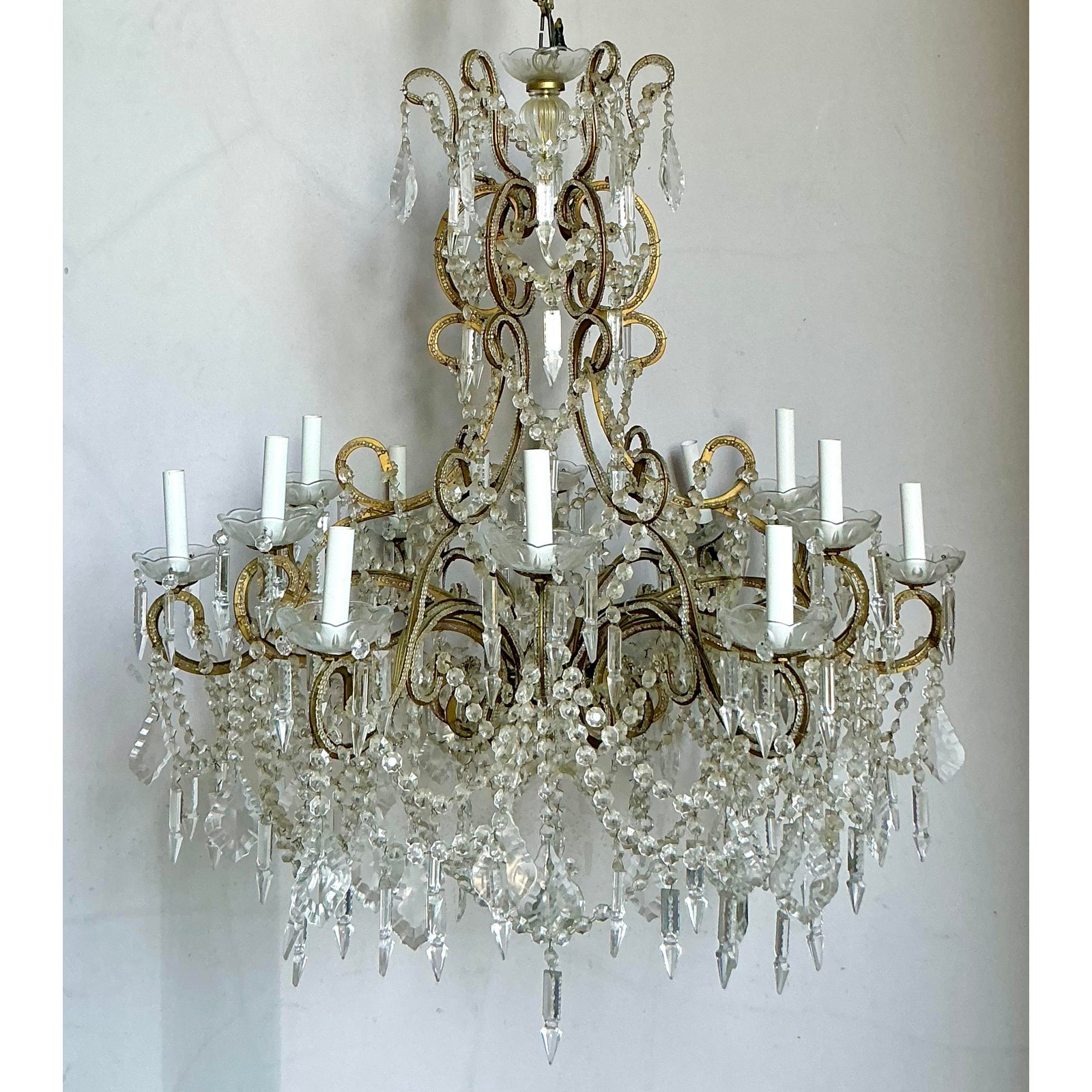 Vintage Regency Crystal Swag Chandelier - Top view