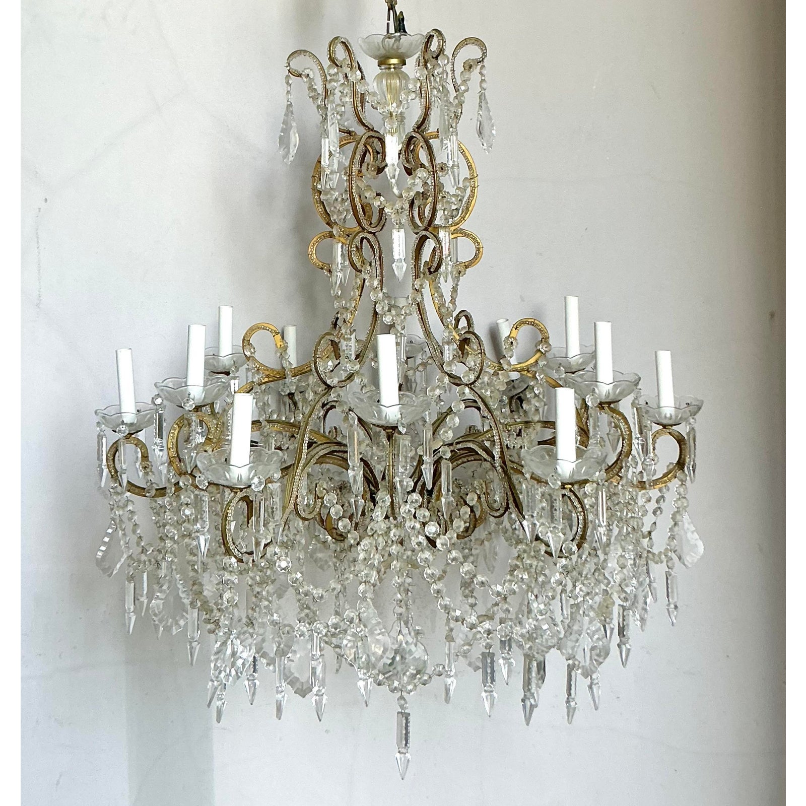 Vintage Regency Crystal Swag Chandelier - Side view
