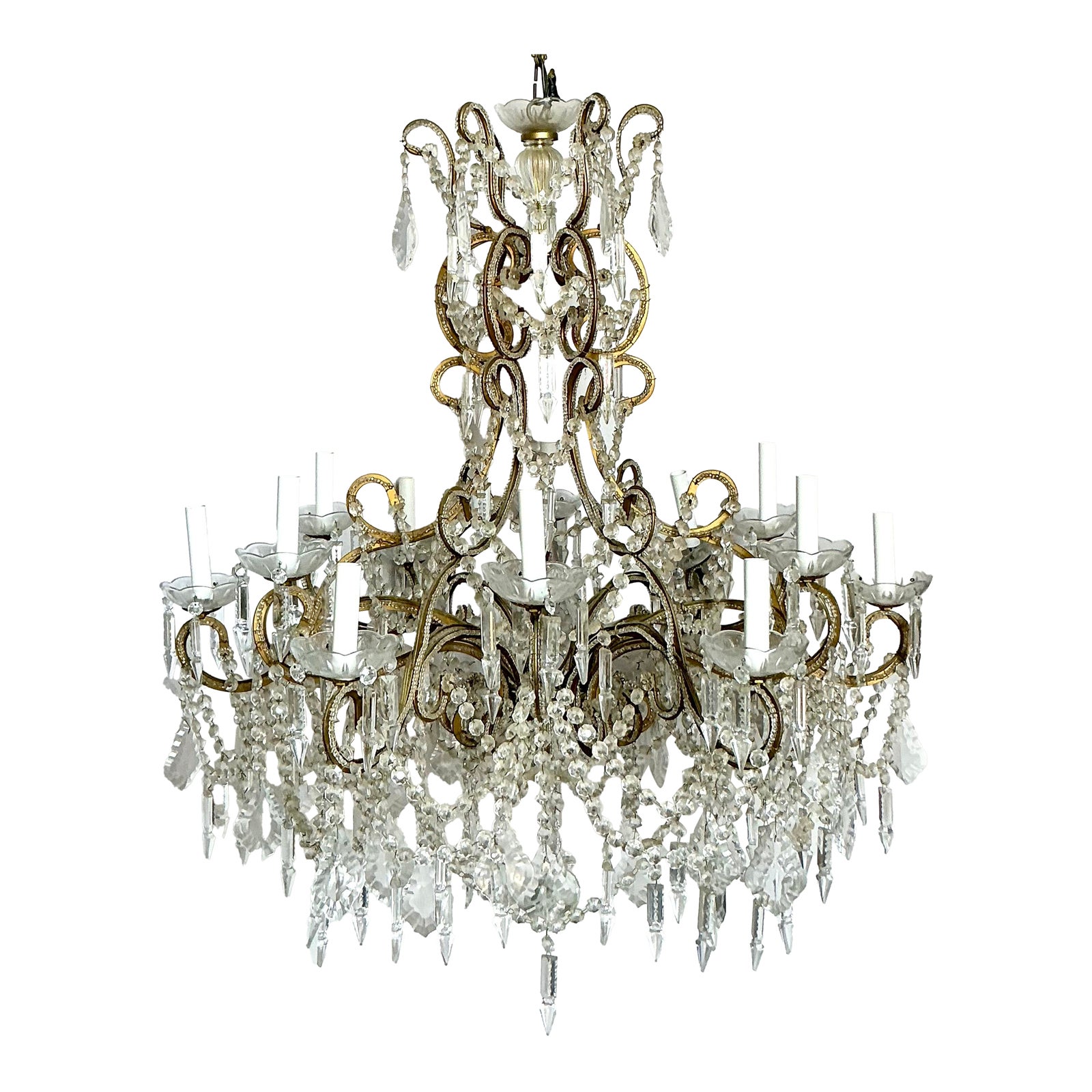 Vintage Regency Crystal Swag Chandelier