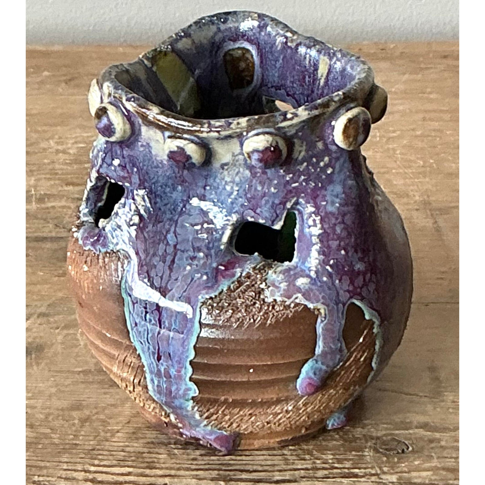 Vintage Boho Original Studio Pottery Vase - Side view