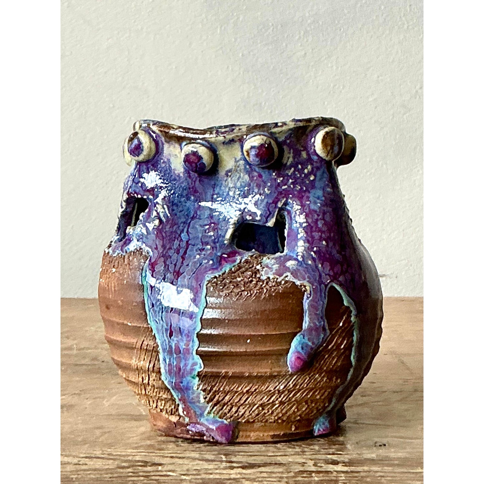 Vintage Boho Original Studio Pottery Vase - Back view