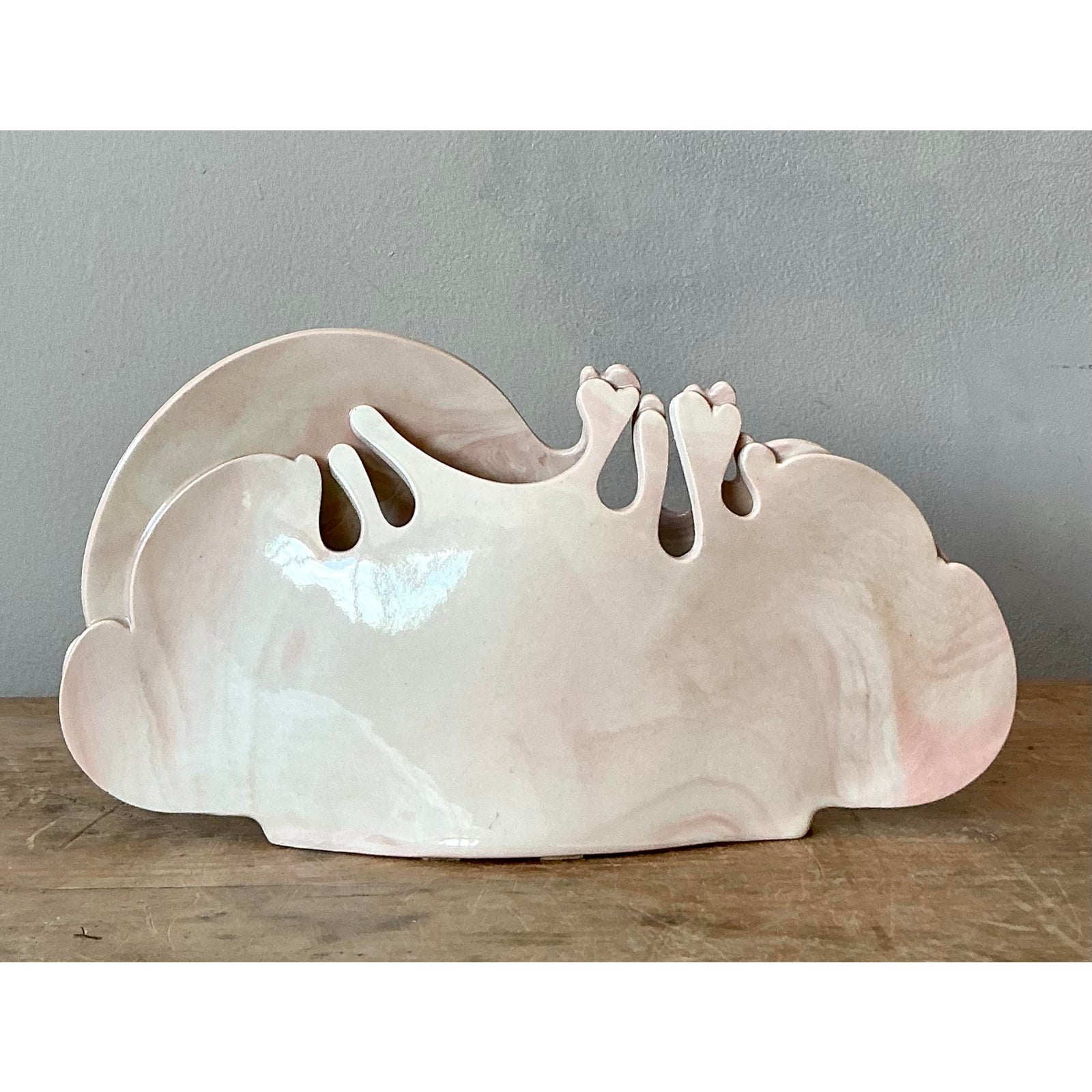 Vintage Boho Original Biomorphic Studio Pottery Vase - Side view