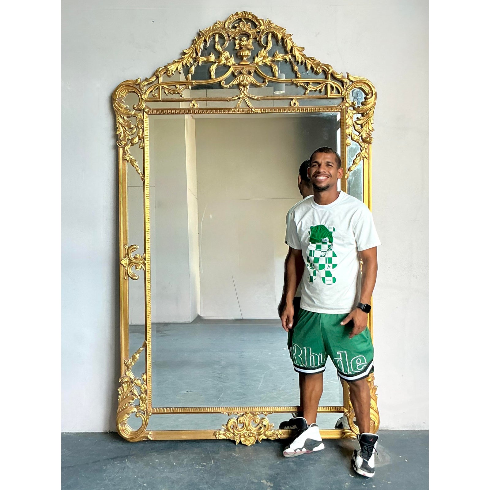 Vintage Regency Monumental Gilt Tipped Floor Mirror - Back view
