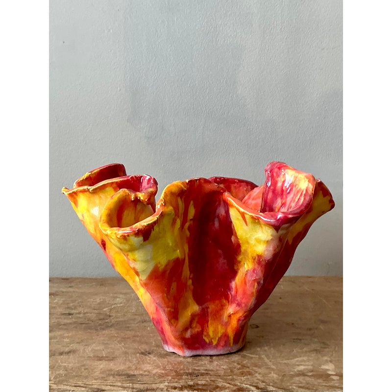 Vintage Boho Striped Ruffle Bowl - Detail view