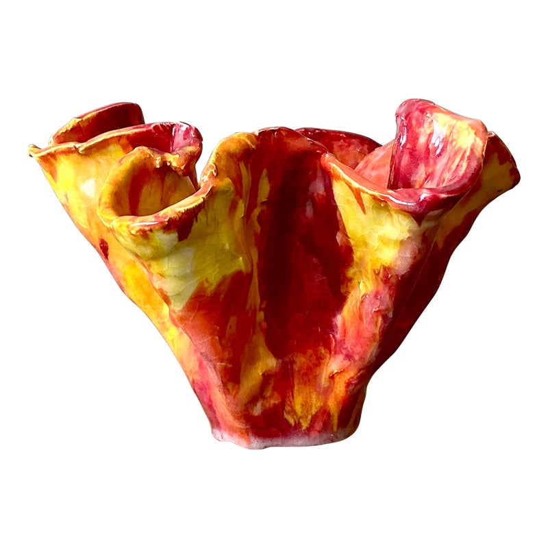 Vintage Boho Striped Ruffle Bowl