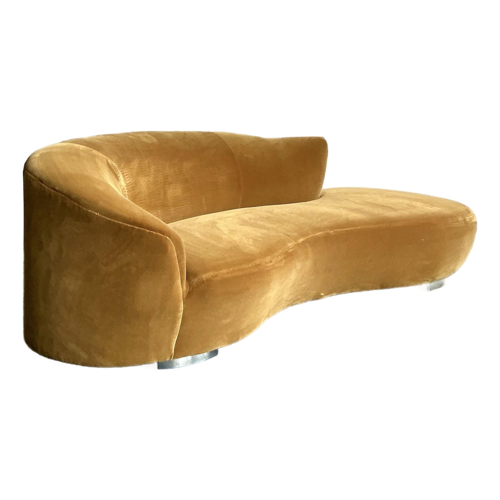 Vintage Boho Velvet Serpentine Sofa After Kagan