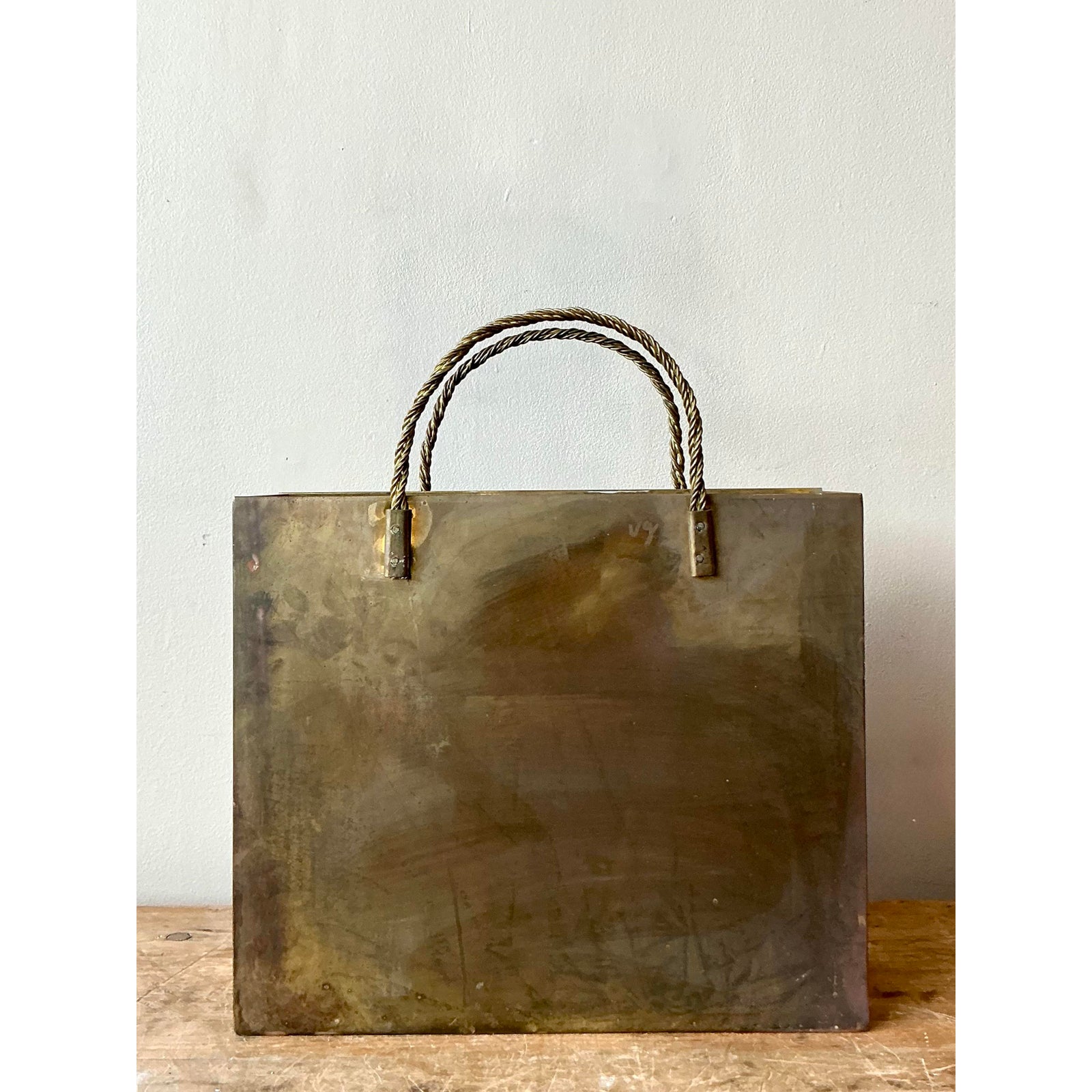 Vintage Boho Brass Shopping Bag After Gio Ponte - Side view