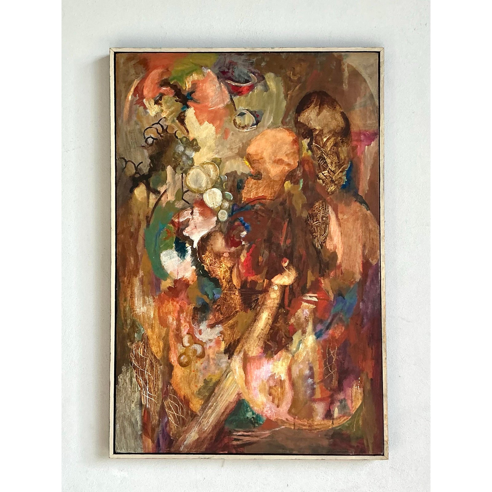Vintage Boho Original Abstract Oil on Canvas - Back view