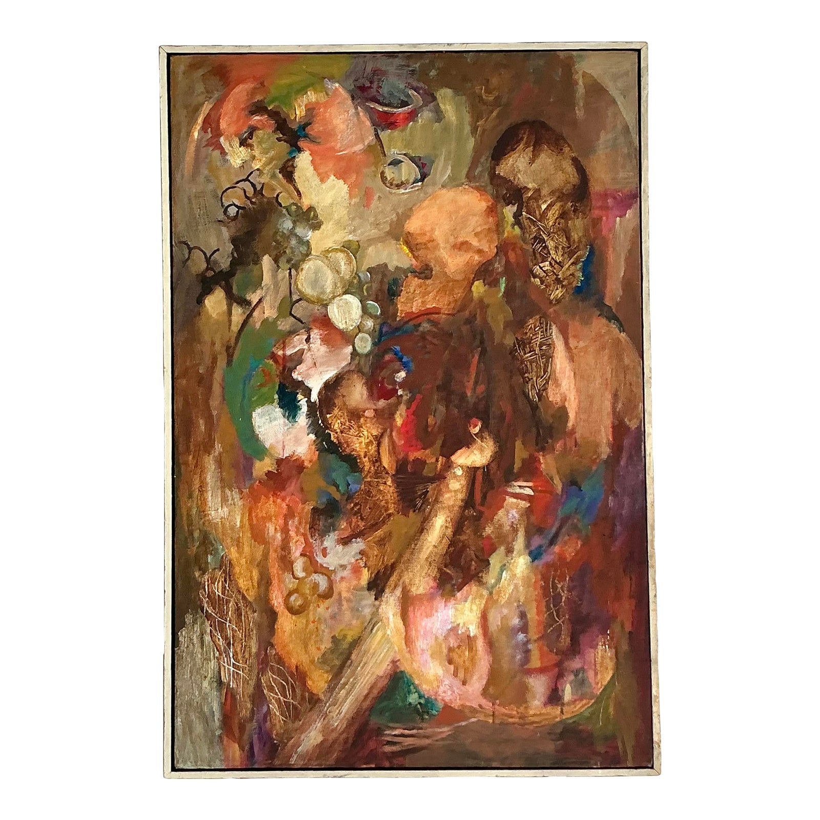 Vintage Boho Original Abstract Oil on Canvas
