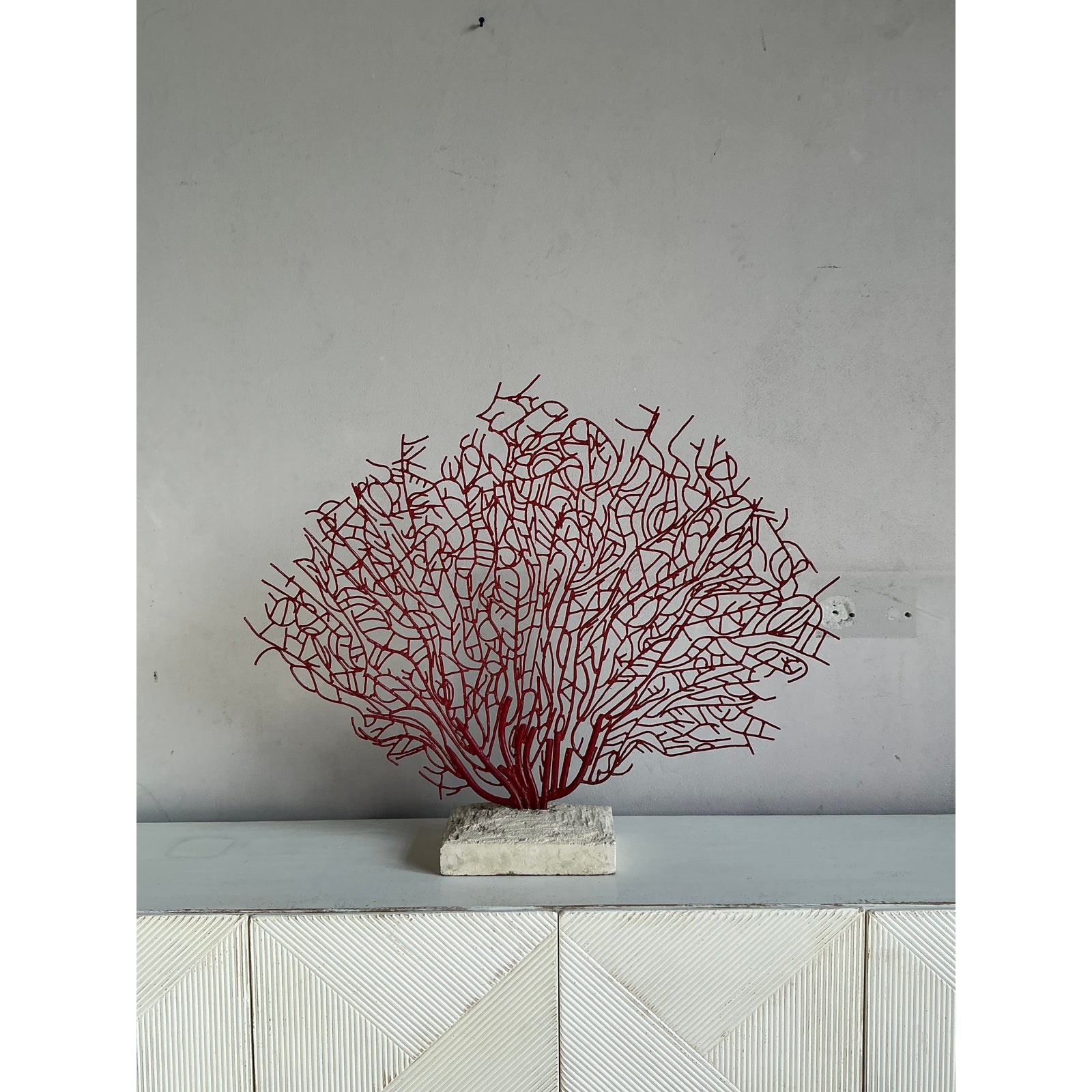 Vintage Coastal Palecek Metal Grand Coral Fan Sculpture - Back view