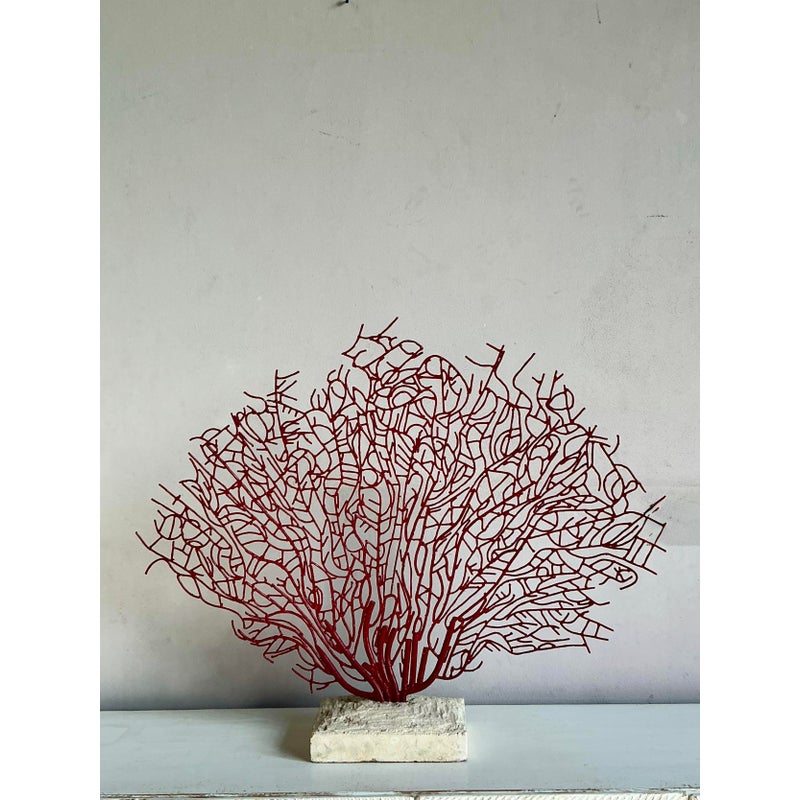 Vintage Coastal Palecek Metal Grand Coral Fan Sculpture - Top view