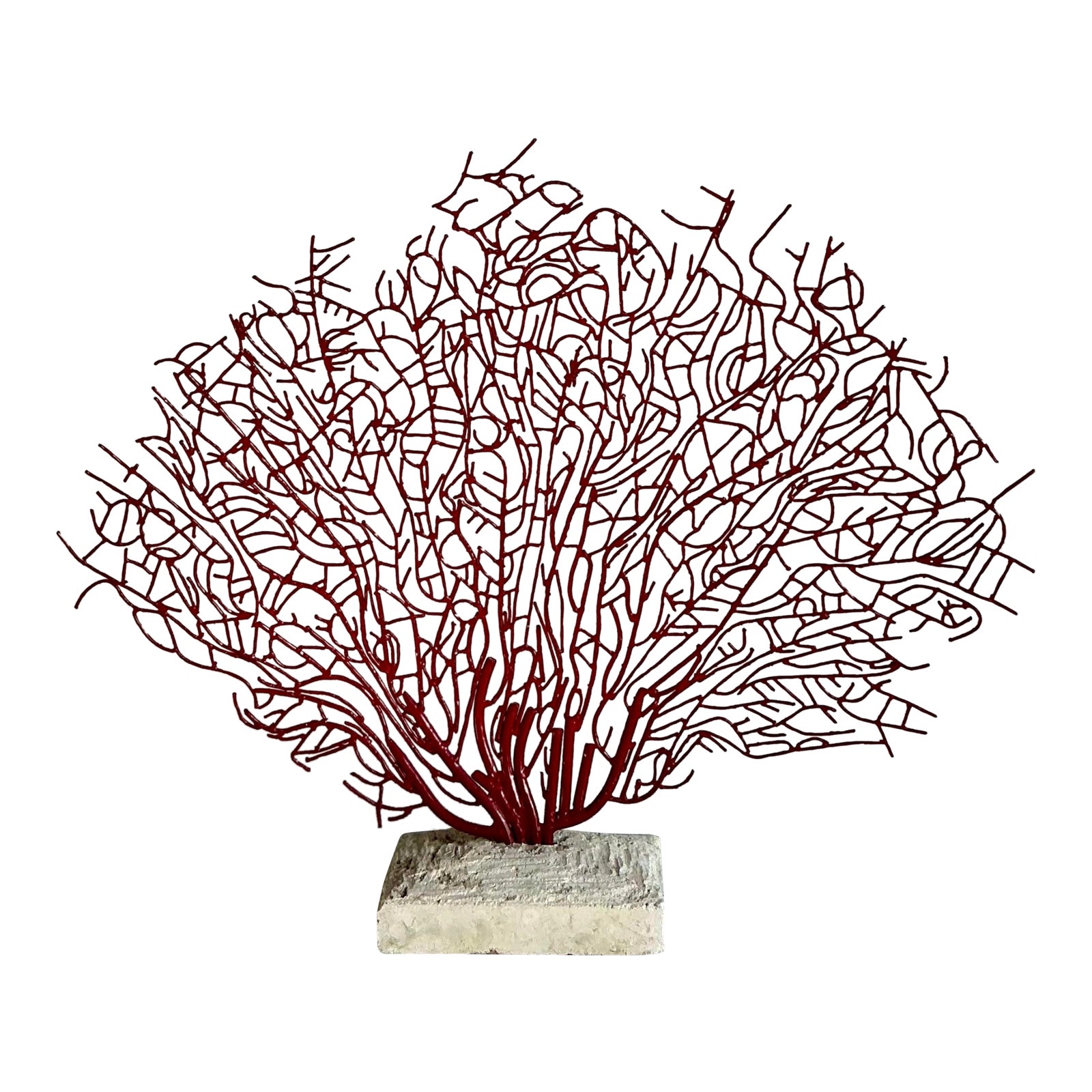 Vintage Coastal Palecek Metal Grand Coral Fan Sculpture