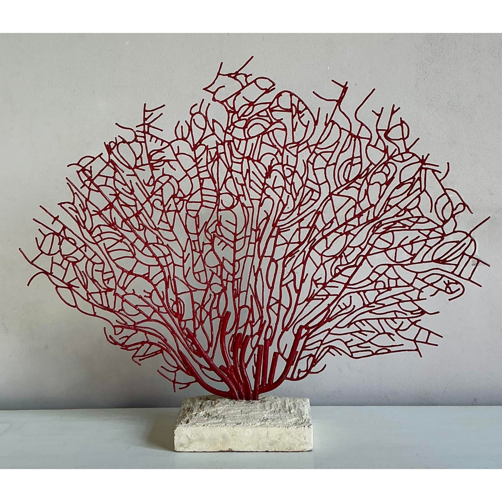 Vintage Coastal Palecek Metal Grand Coral Fan Sculpture - Detail view