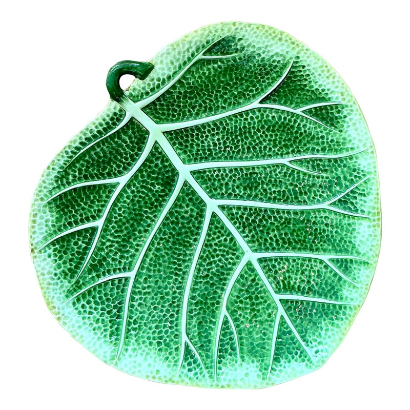 Vintage Italian Glazed Ceramic Leaf Platter