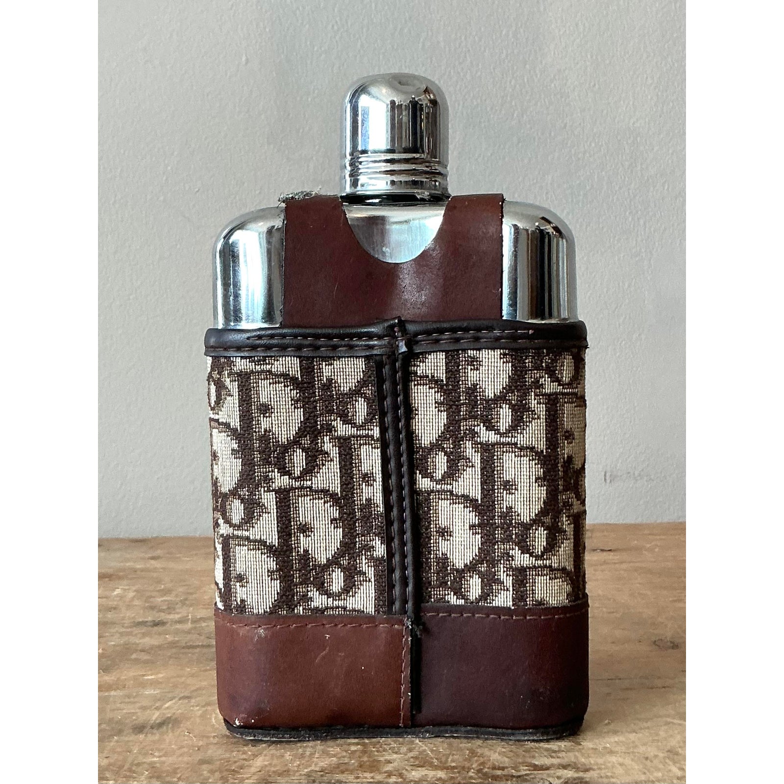 Vintage Boho 1970s Dior Hip Flask - Top view