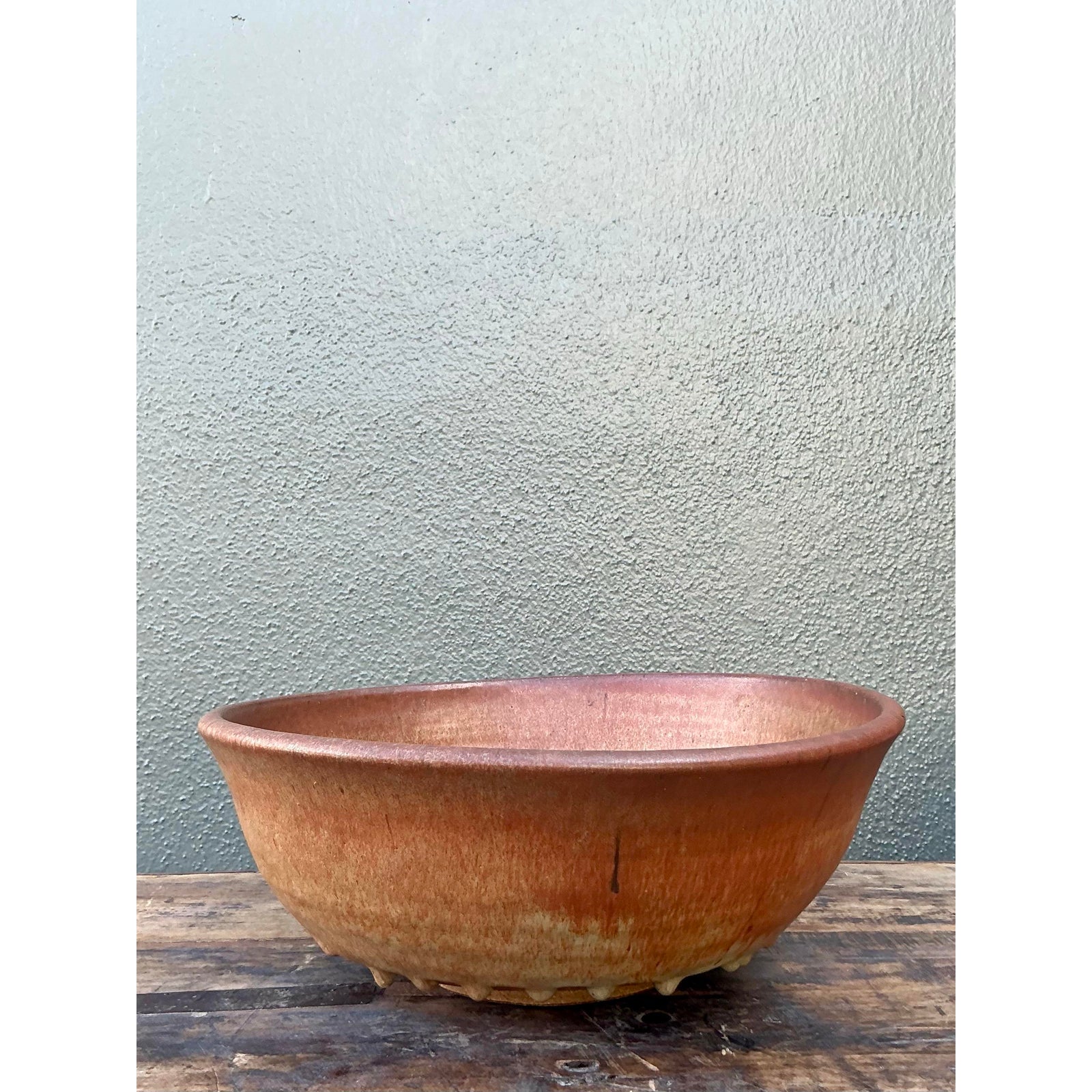 Vintage Boho Original Studio Pottery Drip Bowl - Detail view