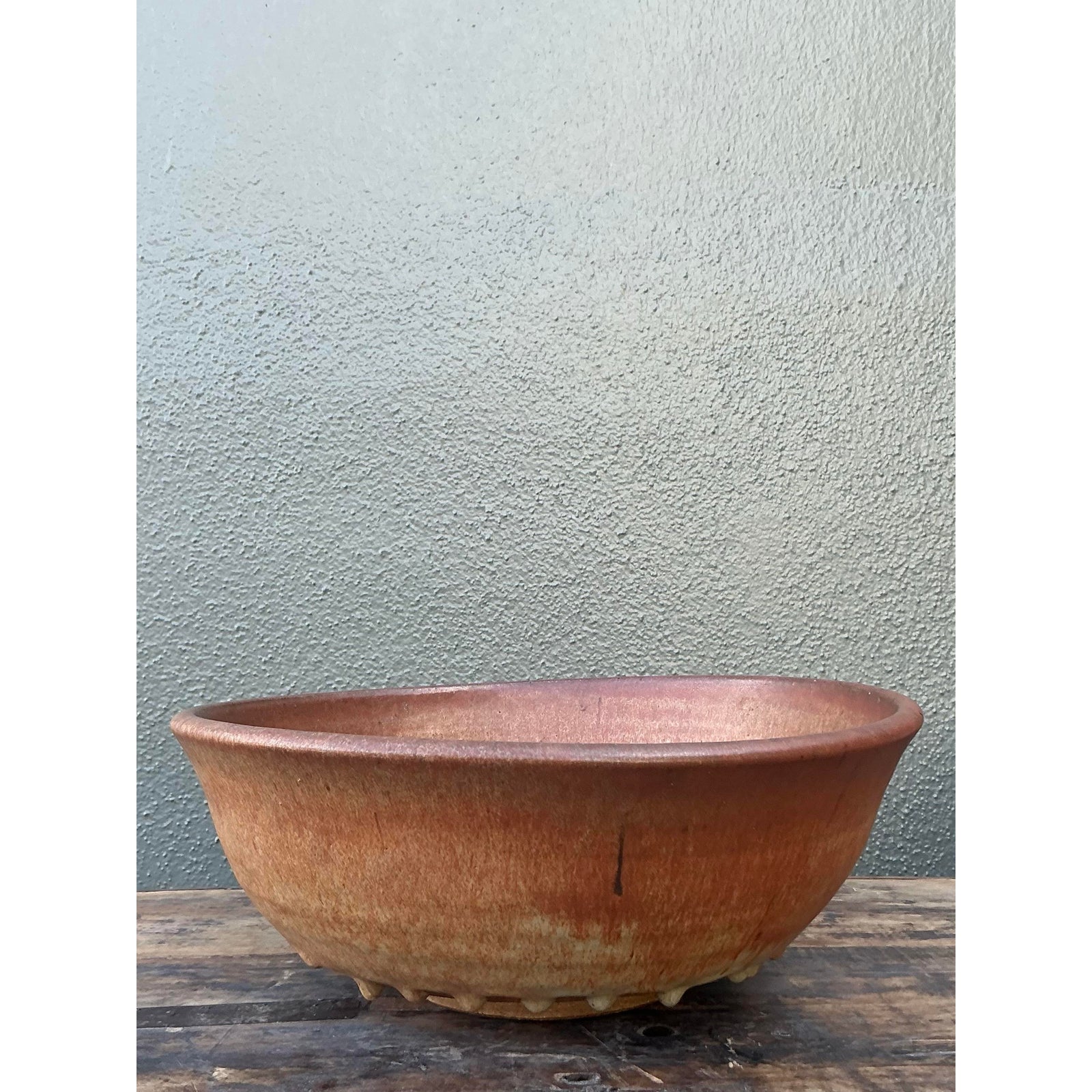 Vintage Boho Original Studio Pottery Drip Bowl - Side view