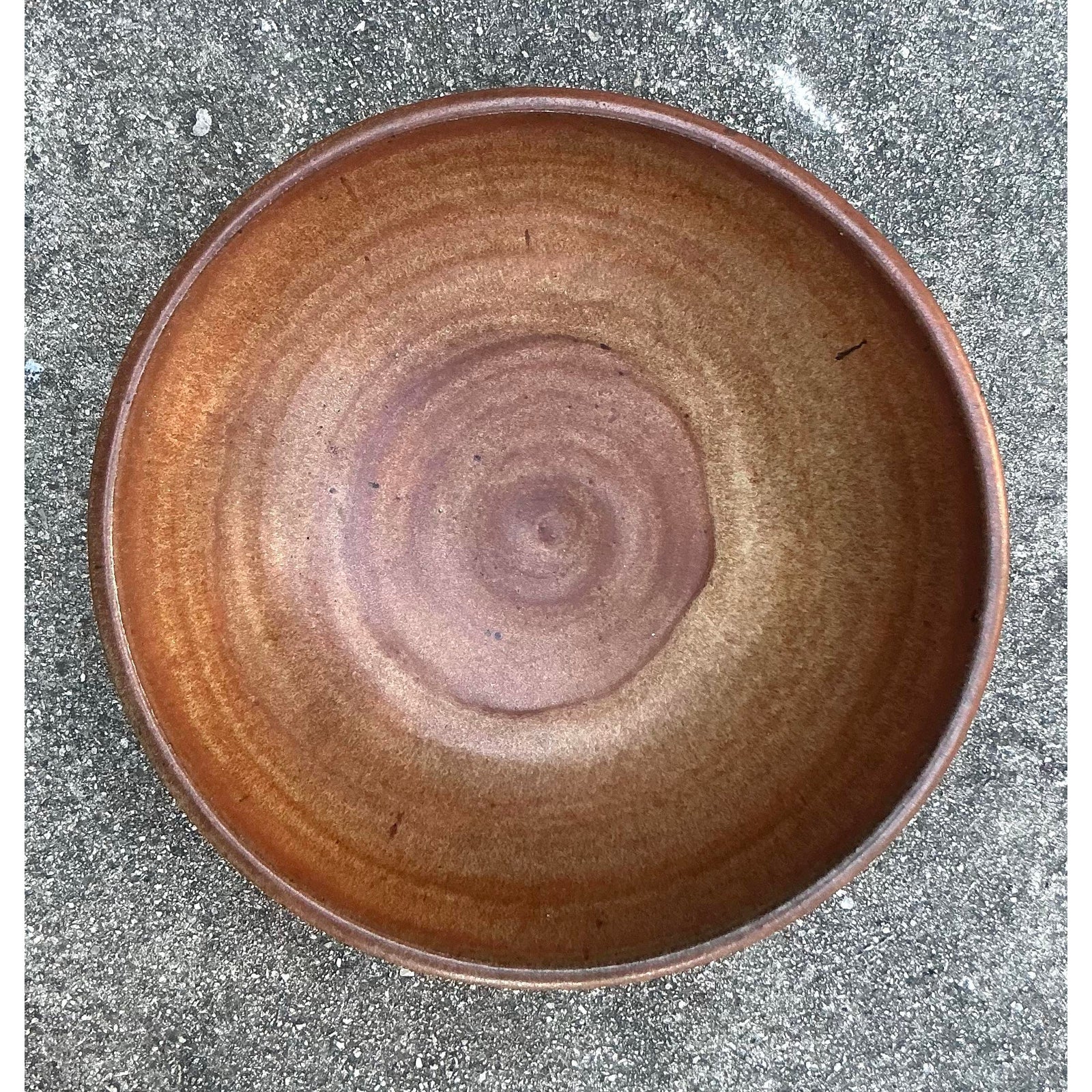 Vintage Boho Original Studio Pottery Drip Bowl - Back view