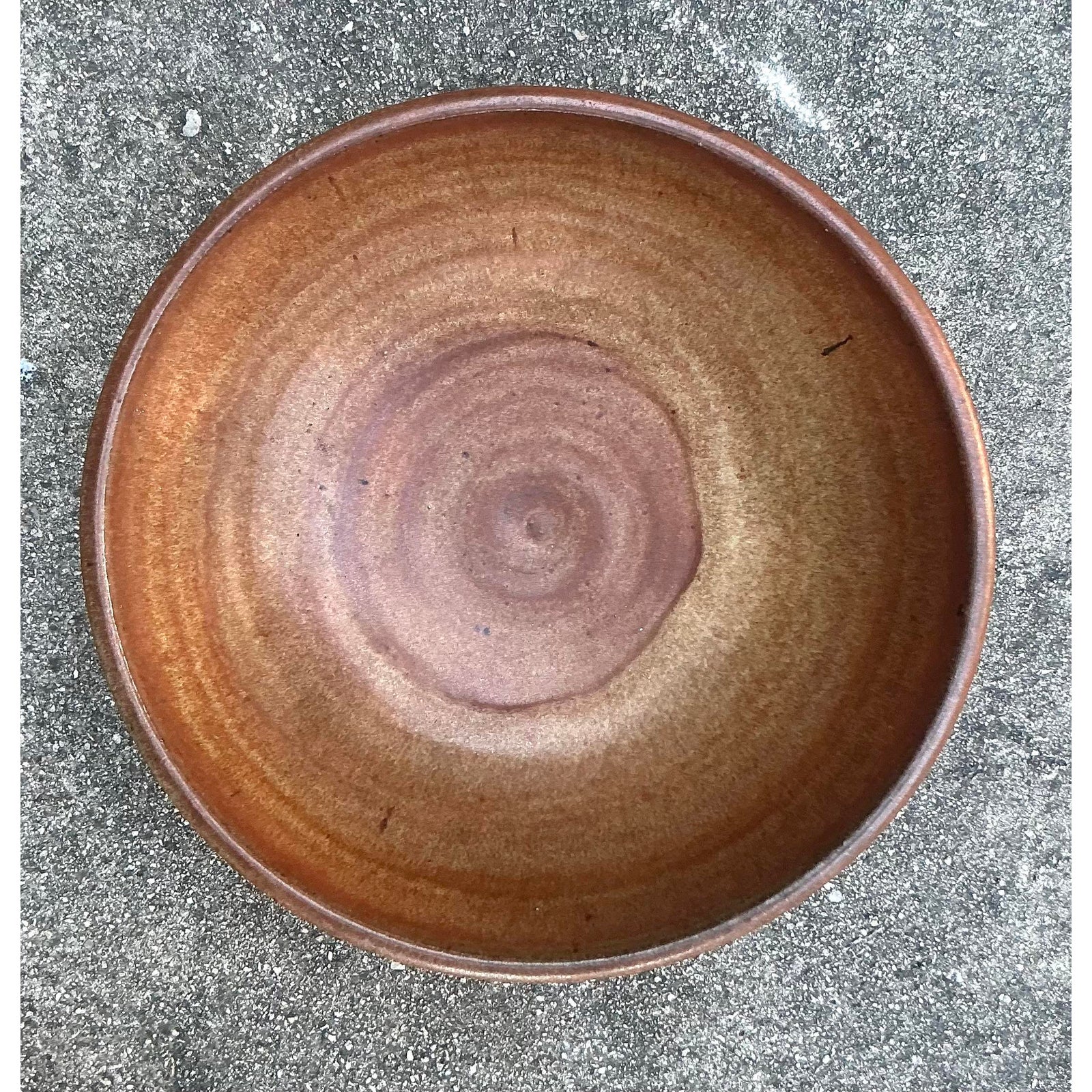 Vintage Boho Original Studio Pottery Drip Bowl - Top view