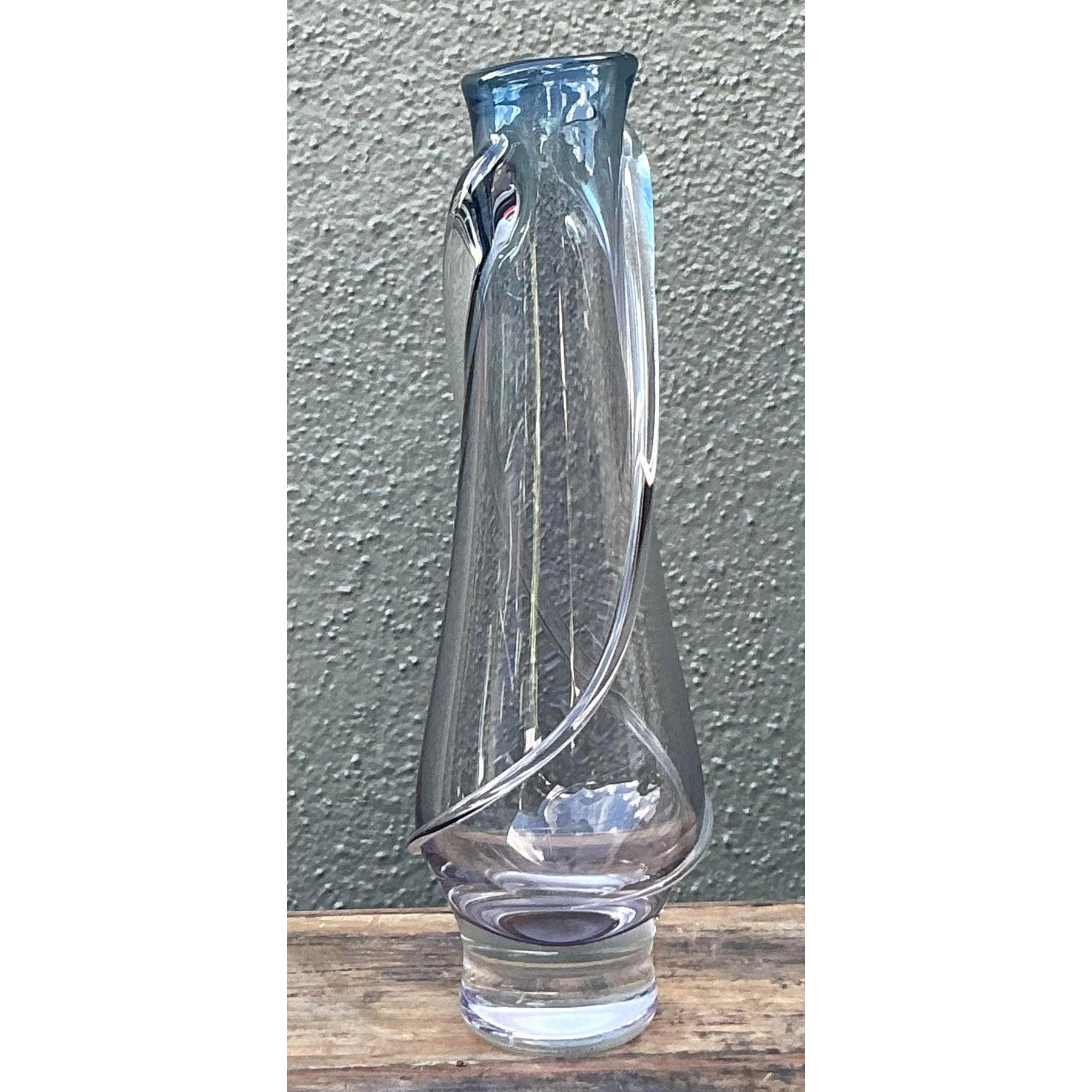 Vintage Boho Blown Glass Bud Vase - Top view