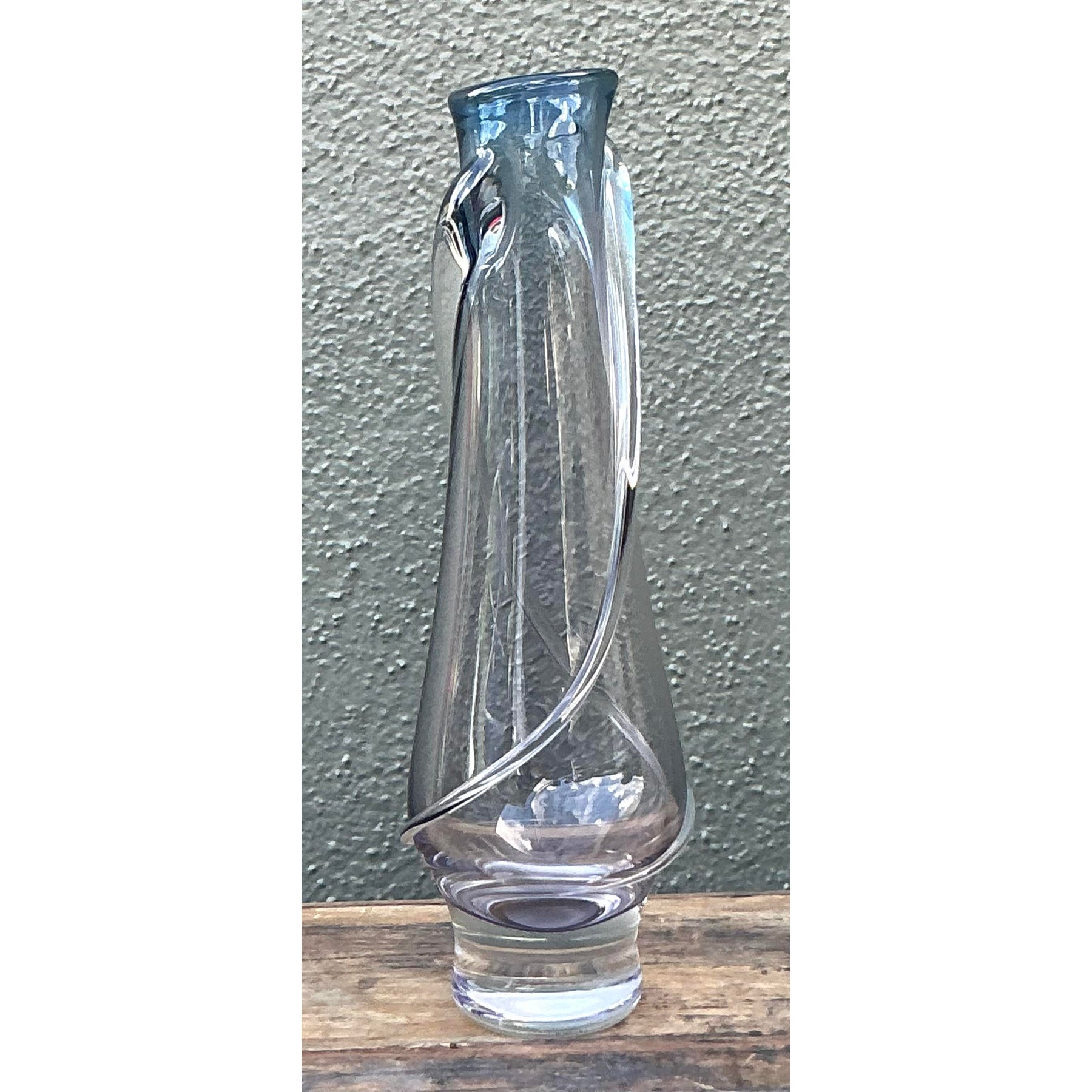 Vintage Boho Blown Glass Bud Vase - Side view