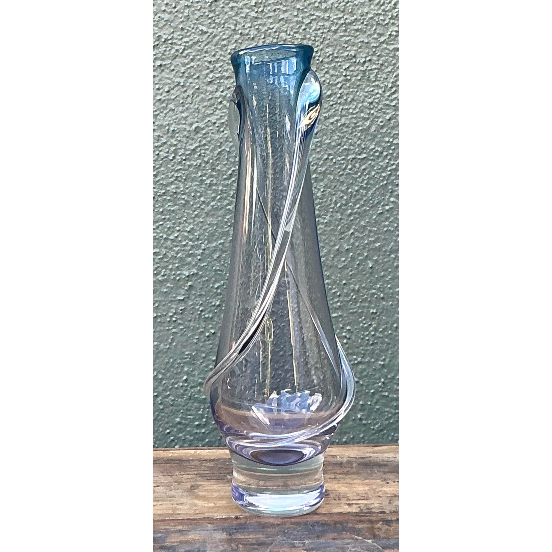 Vintage Boho Blown Glass Bud Vase - Back view