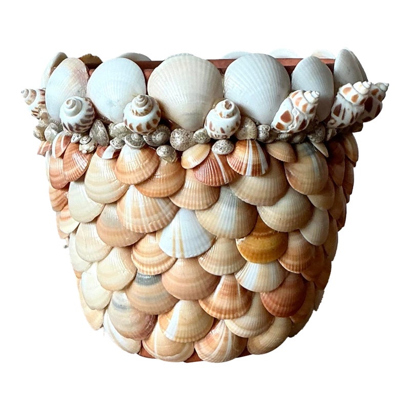 Vintage Boho Shell Encrusted Pot