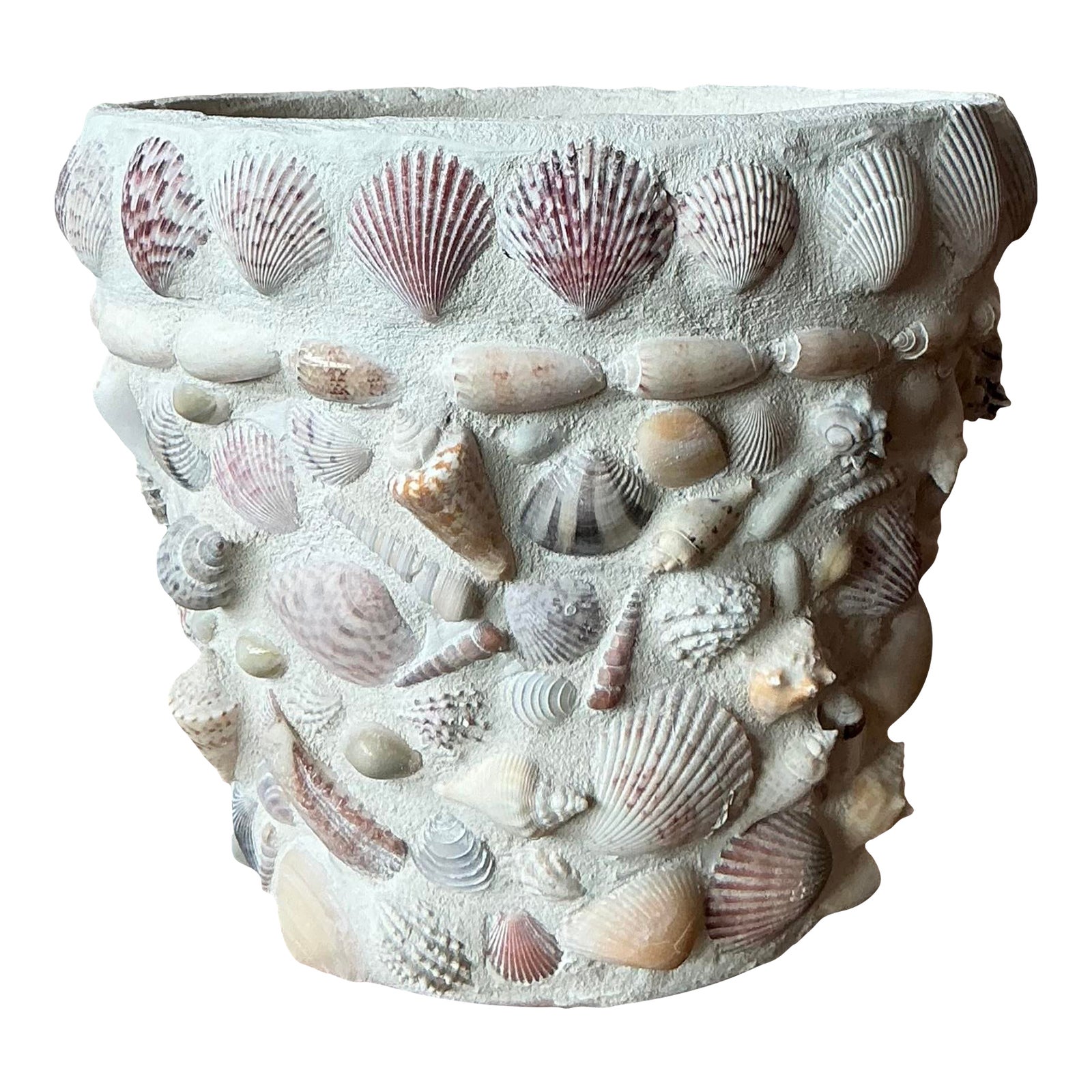 Vintage Boho Shell Encrusted Planter