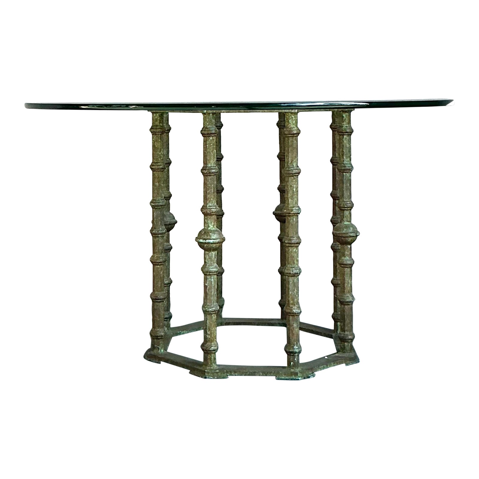Vintage Boho Bronze Pedestal Dining Table