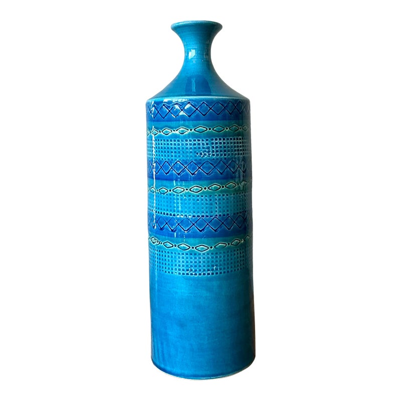 Vintage Italian Striped Glazed Ceramic Vase