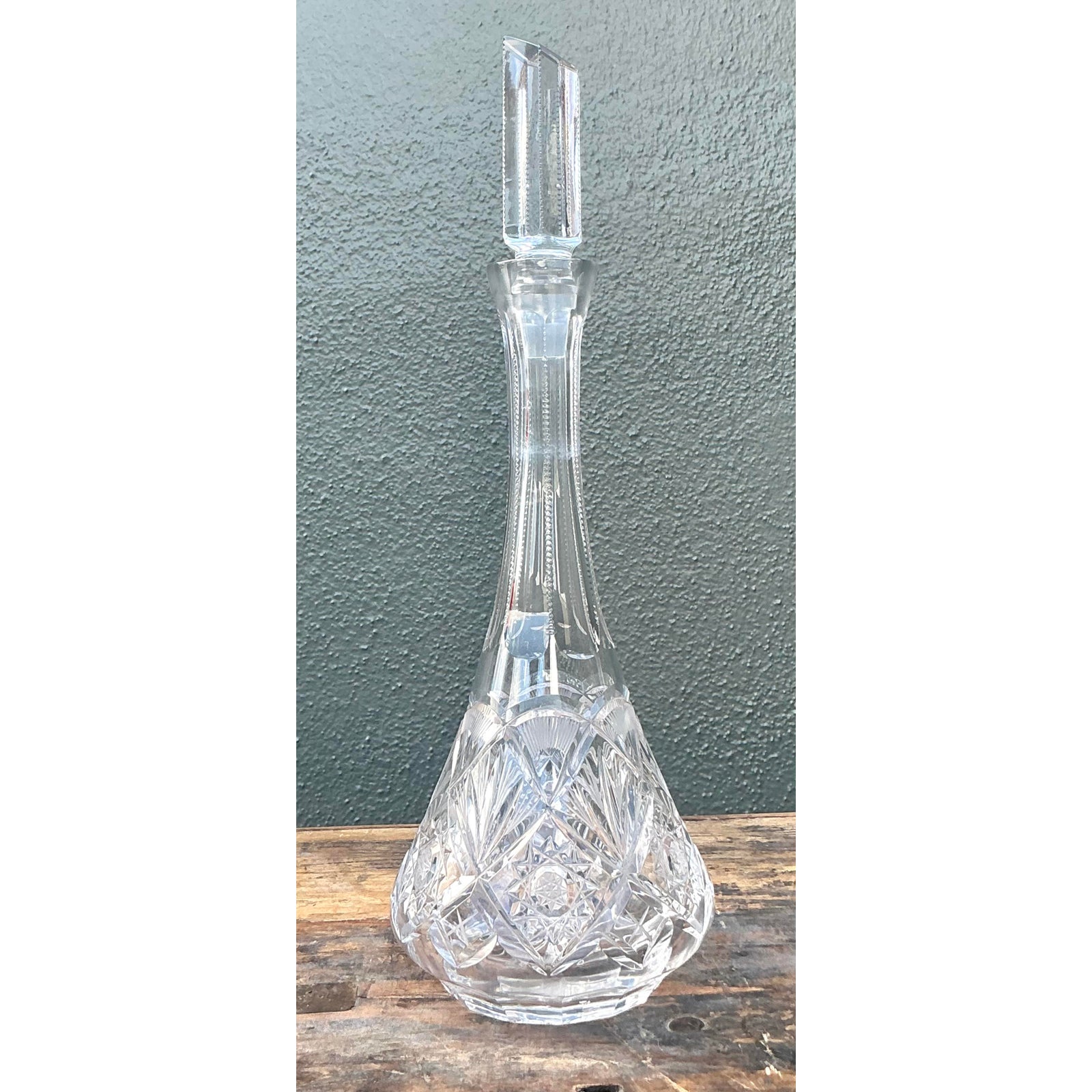 Vintage Regency Cut Glass Decanter - Top view