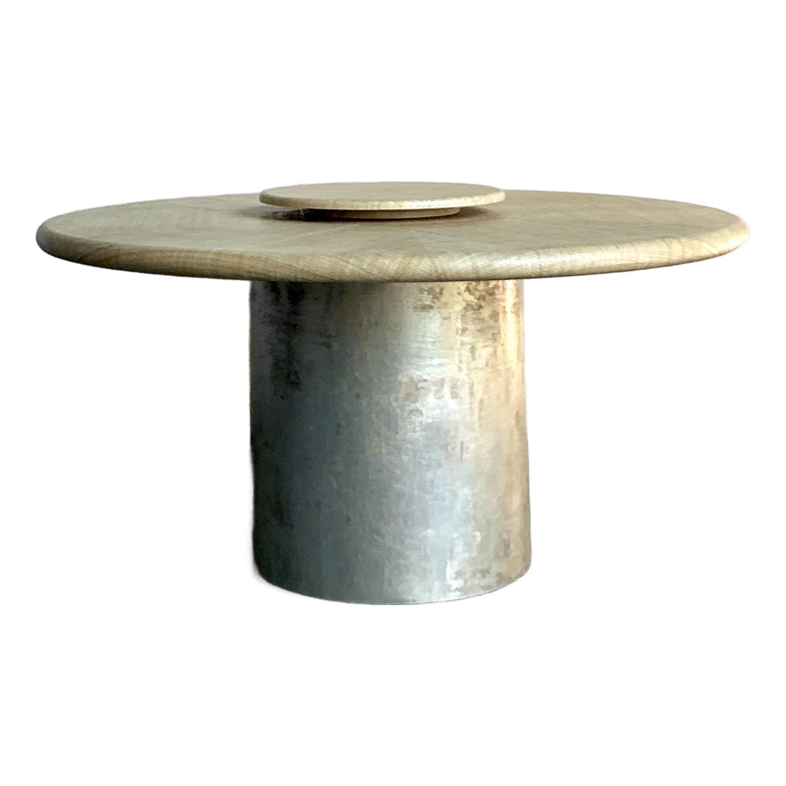 Vintage Boho Harrison Van Horn Grasscloth Dining Table With a Custom Metallic Pedestal