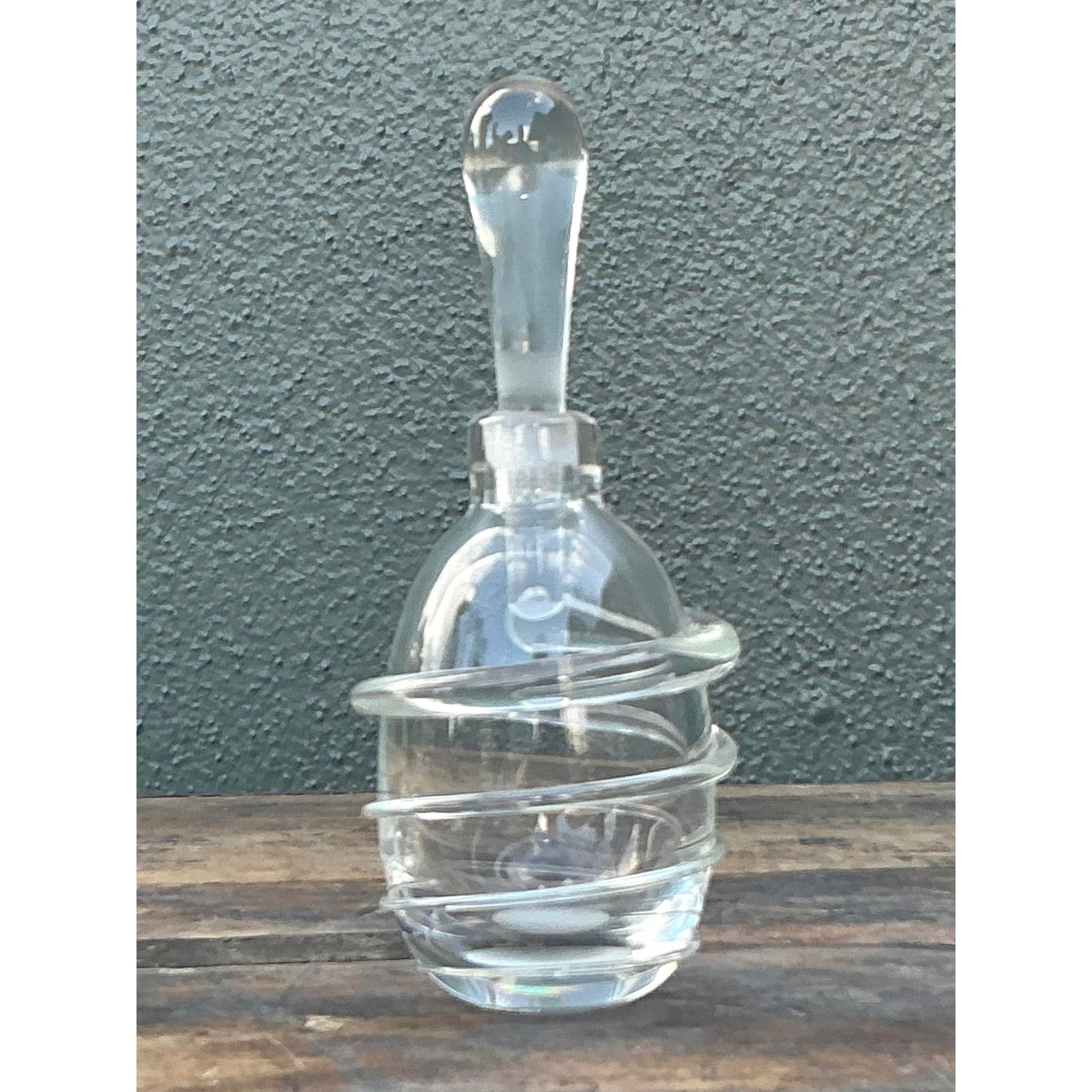 Vintage Boho Original Art Glass Bottle With Stopper - Detail view