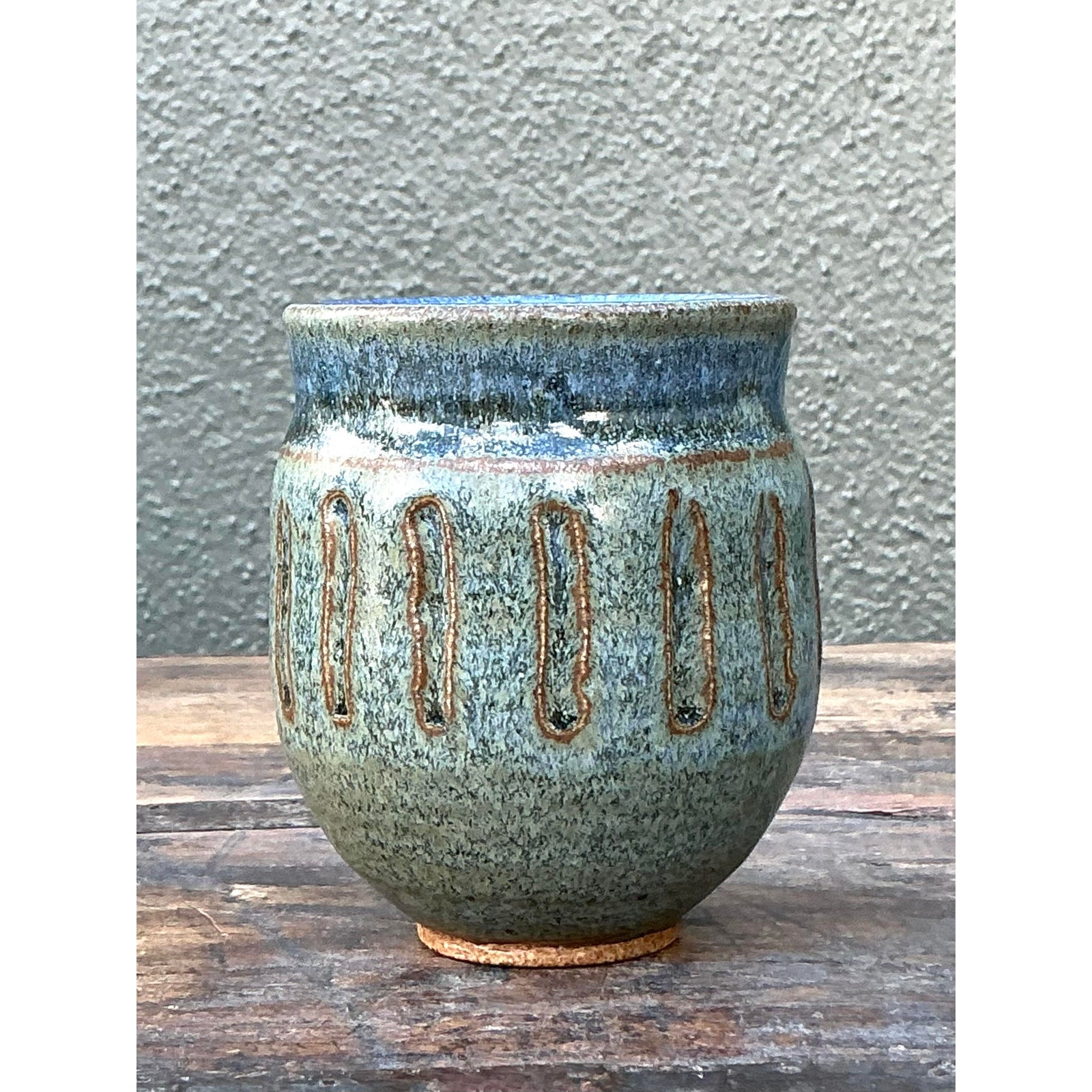 Vintage Boho Original Studio Pottery Small Vase - Side view