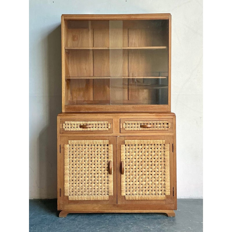 Vintage Boho Woven Rattan Cabinet - Detail view