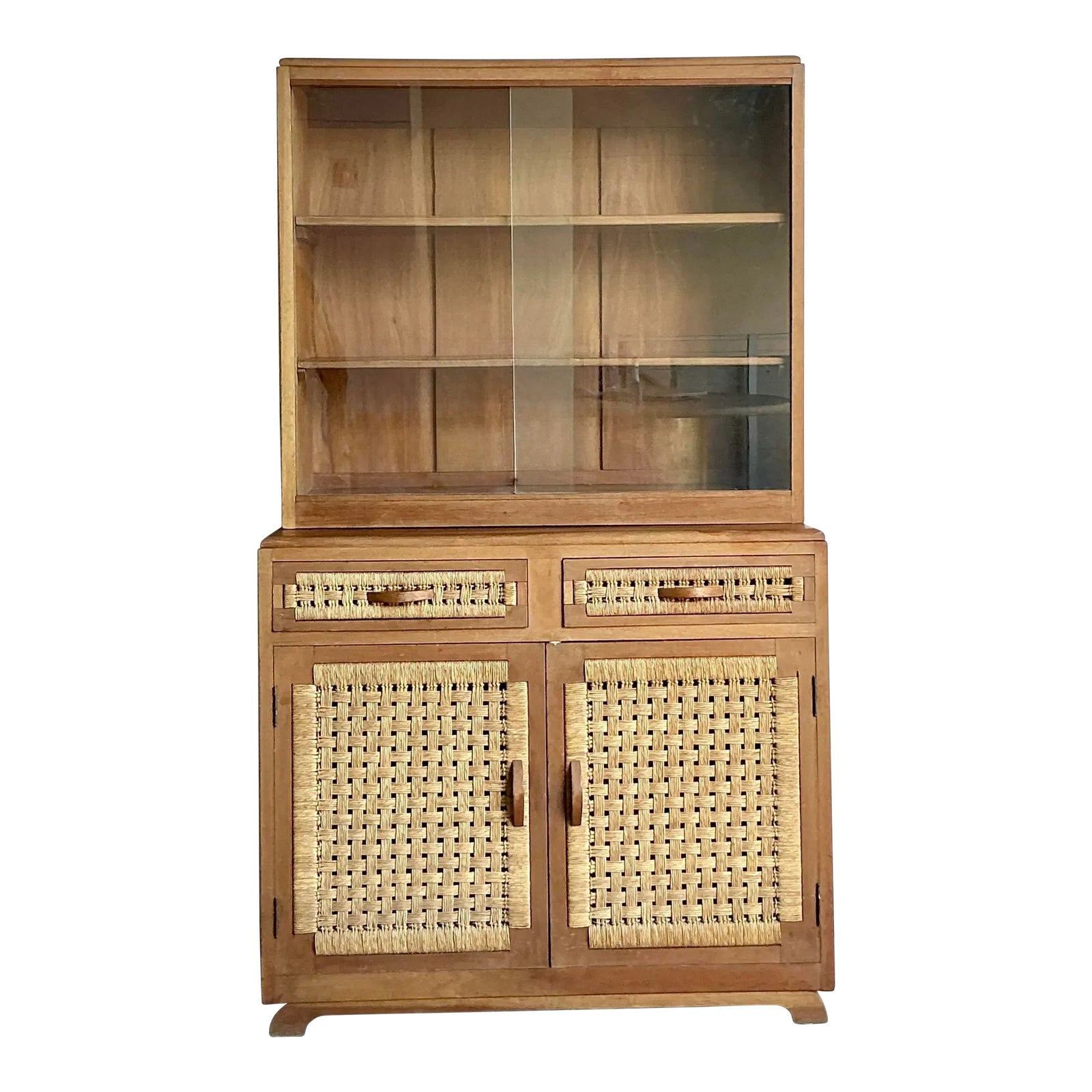 Vintage Boho Woven Rattan Cabinet
