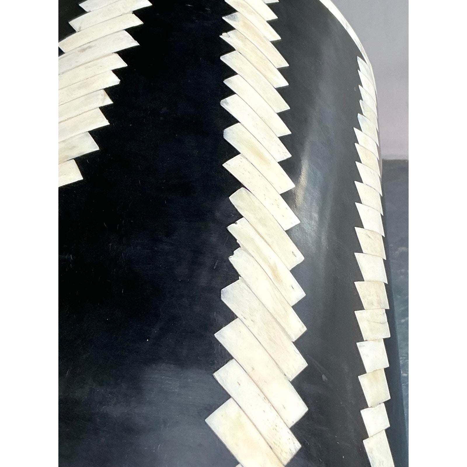Vintage Boho Tessellated Bone Low Stools - A Pair - Top view