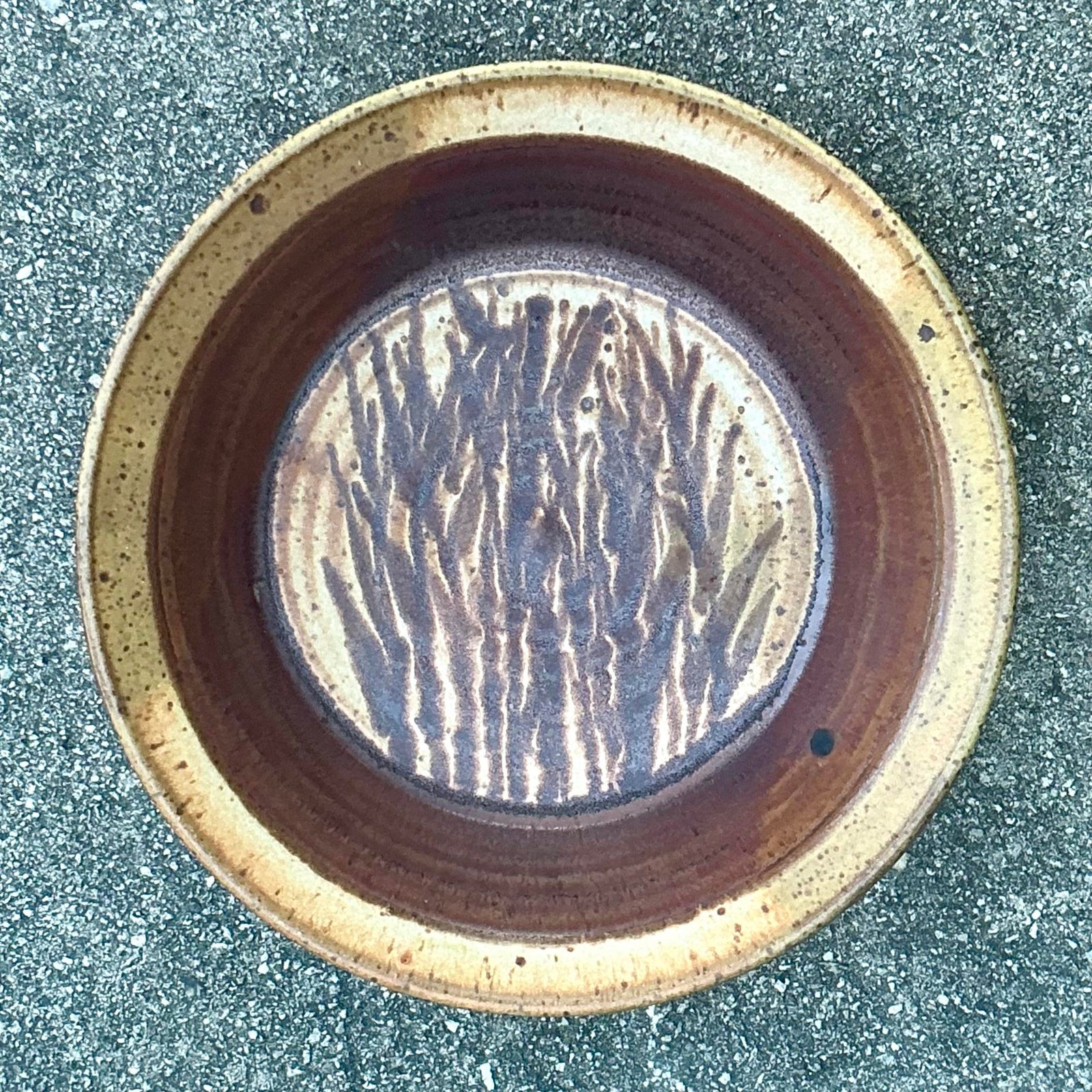 Vintage Boho Original Studio Pottery Wheat Bowl - Back view