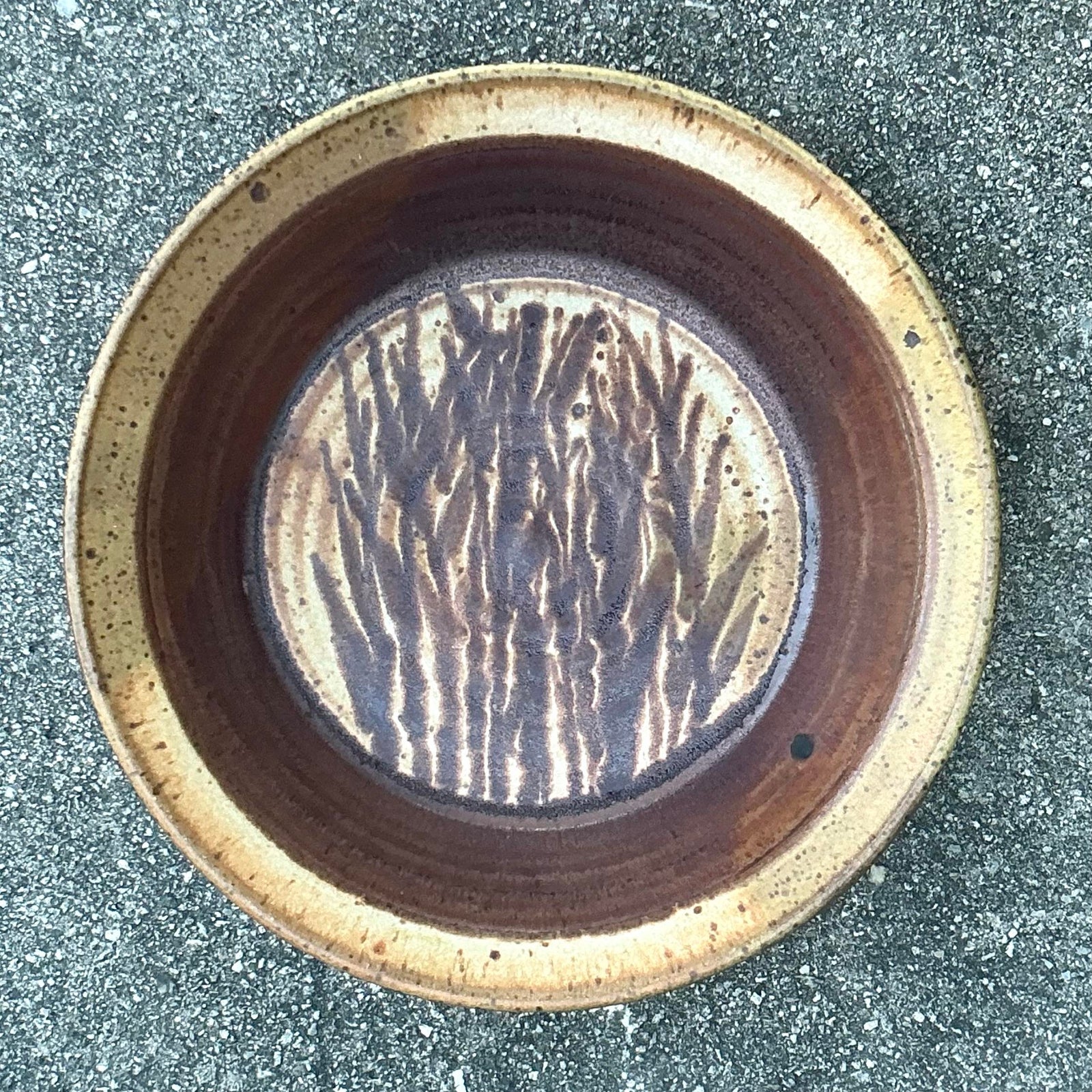 Vintage Boho Original Studio Pottery Wheat Bowl - Top view