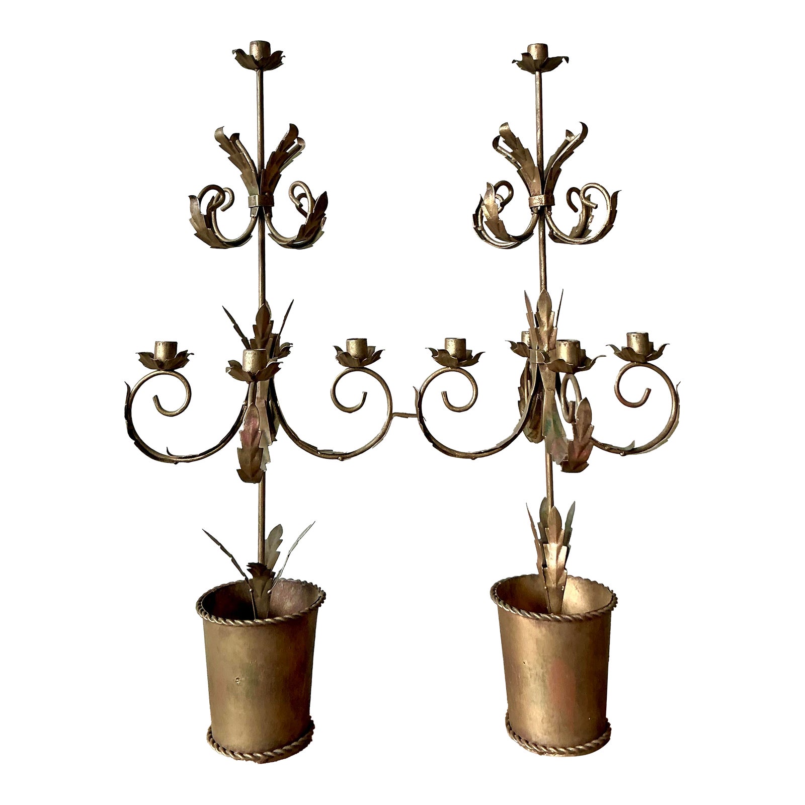 Vintage Boho Gilt Tipped Candelabras - A Pair