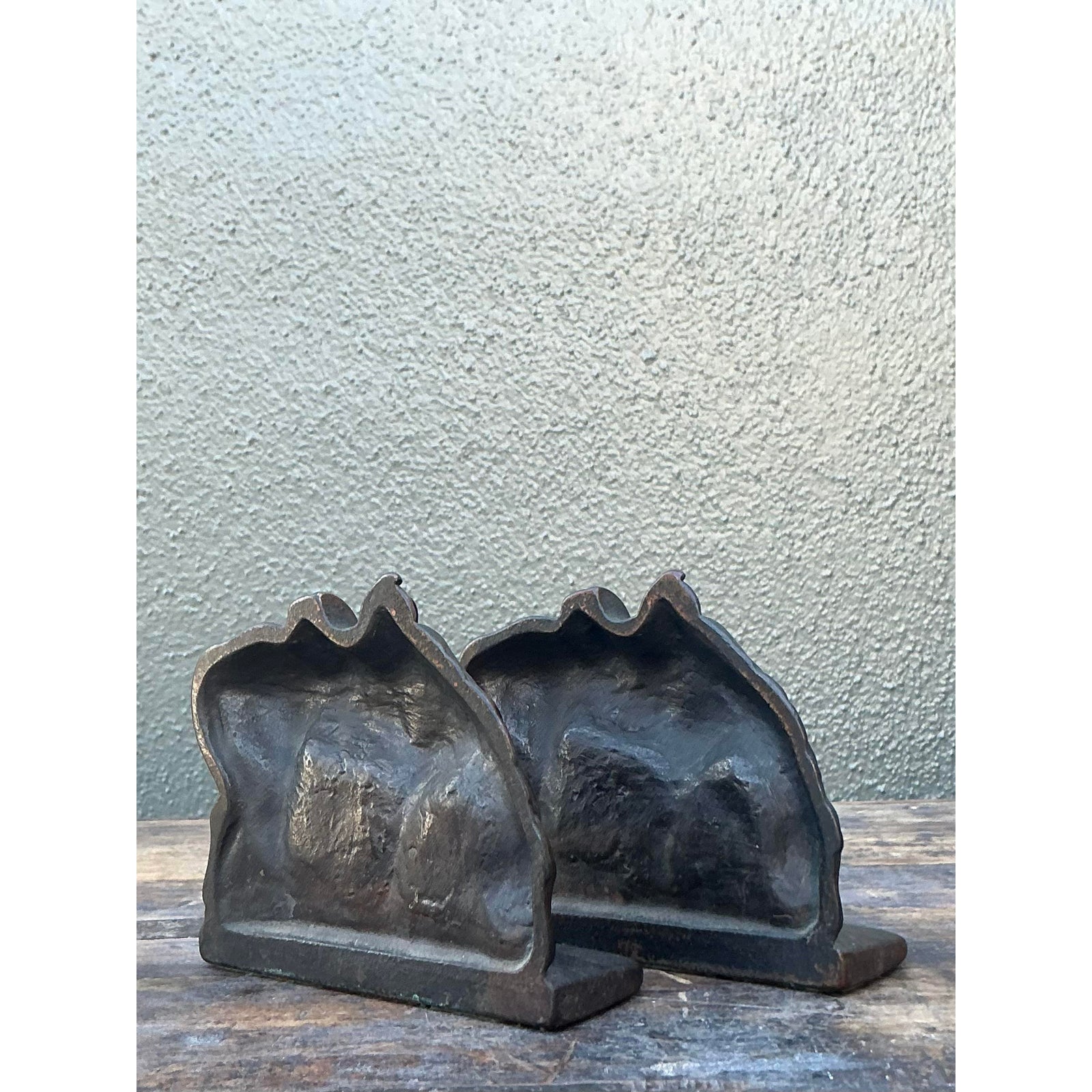 Vintage Boho Cast Horse Bookends - Set of 2 - Back view