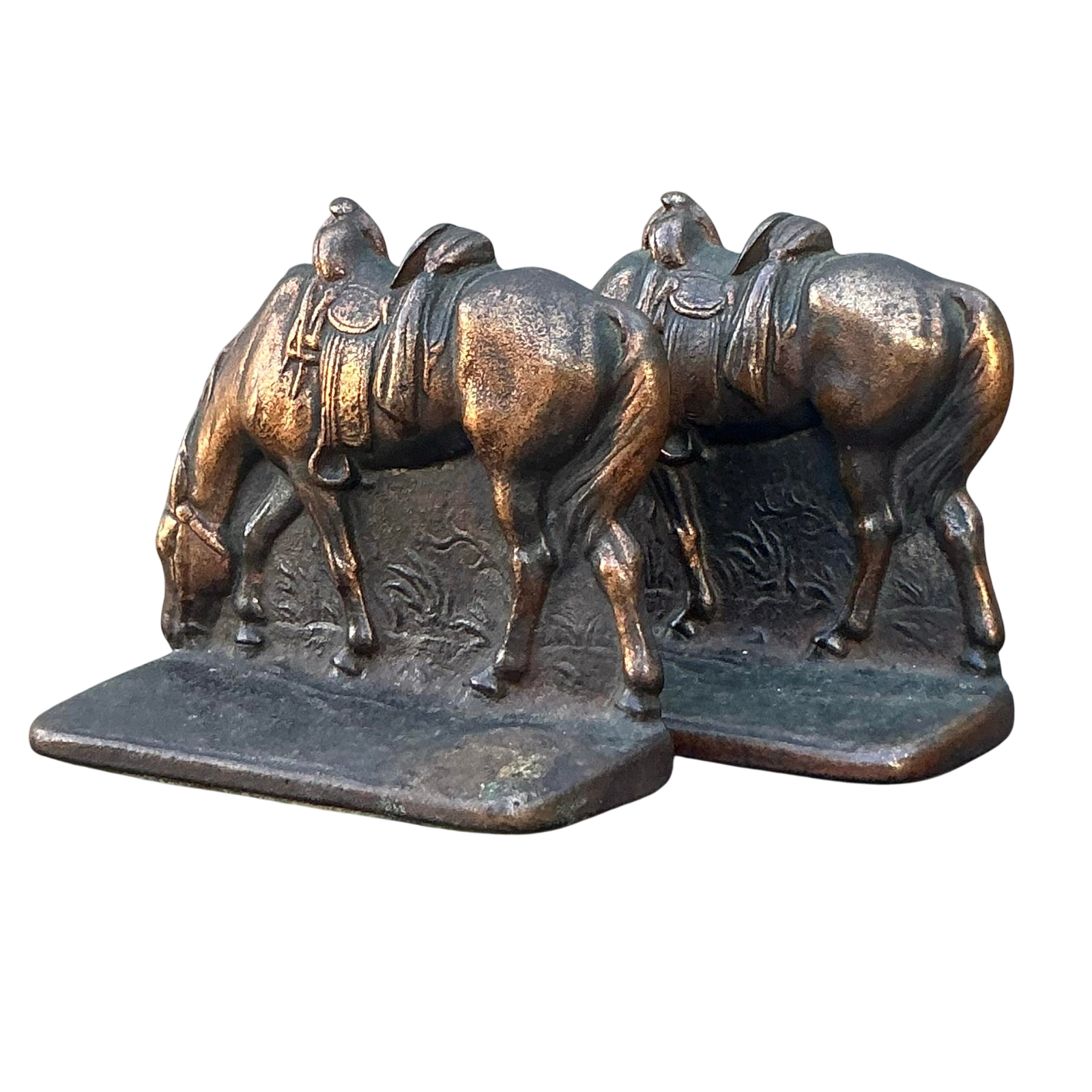 Vintage Boho Cast Horse Bookends - Set of 2